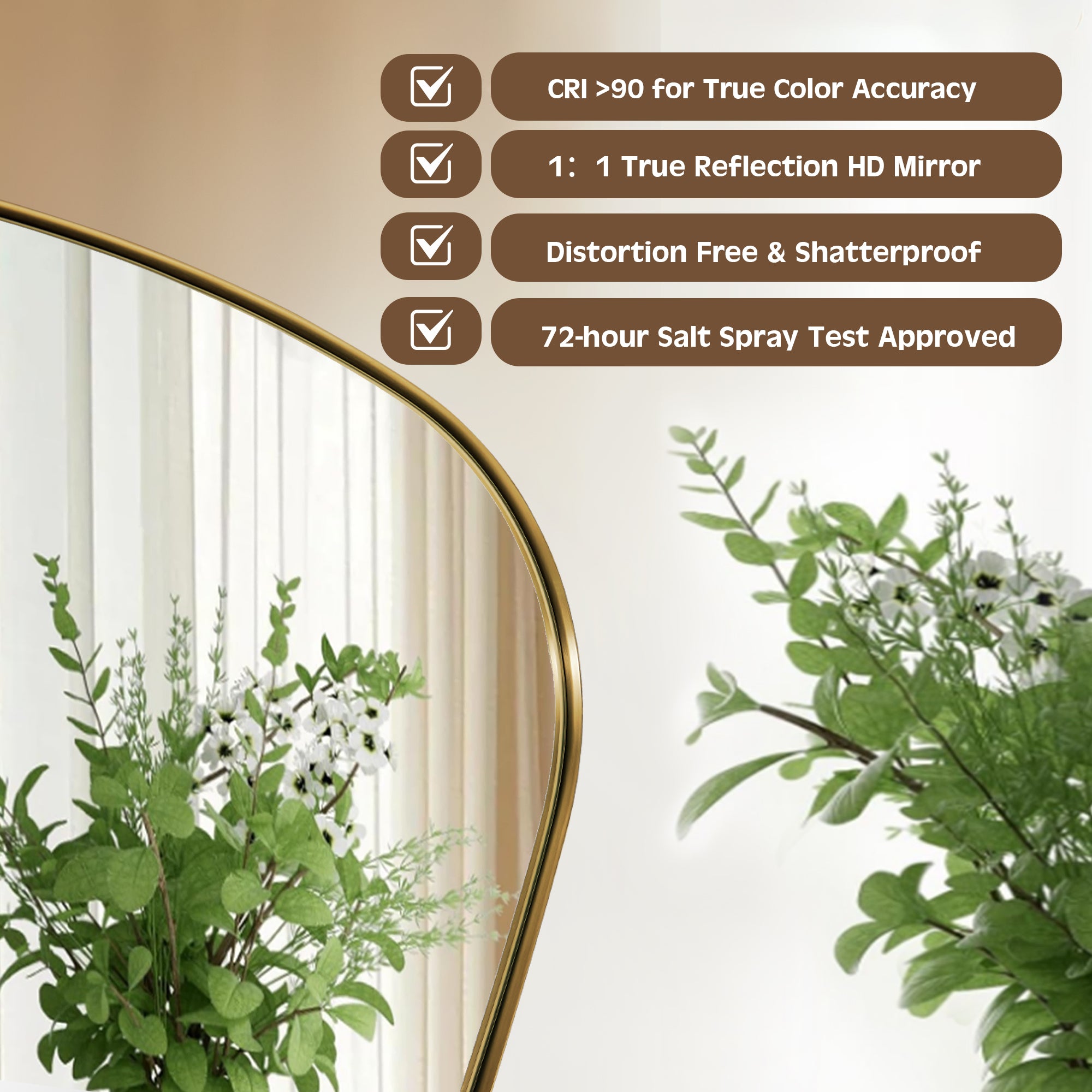 Asymmetrical Irregular Bathroom Wall Mirror | Stainless Steel Frame