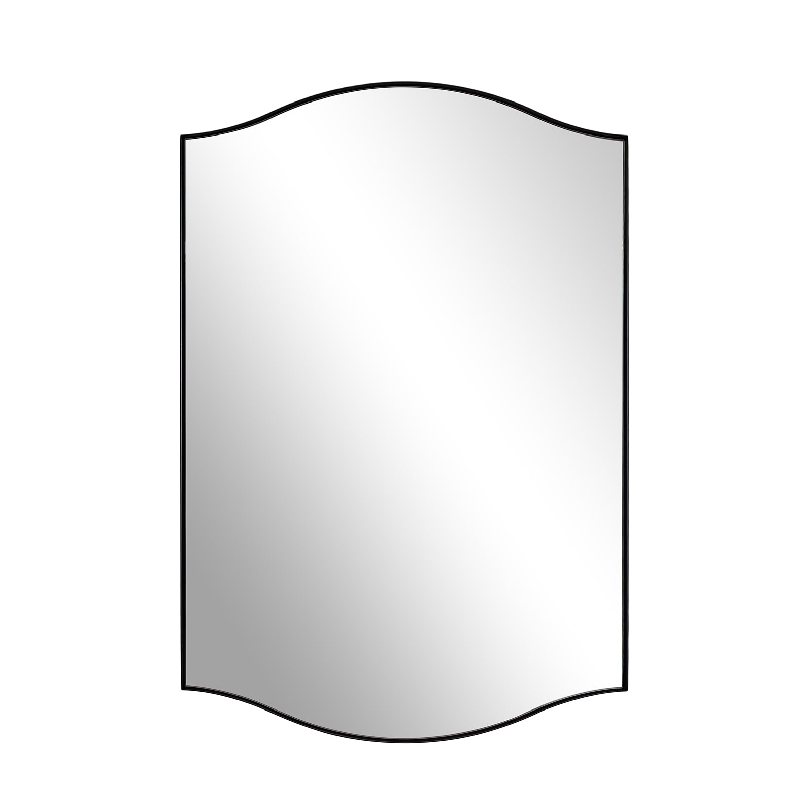 Dual Curve Arch Rectangular Scalloped  Bathroom Wall Mirror |Stainless Steel Framed