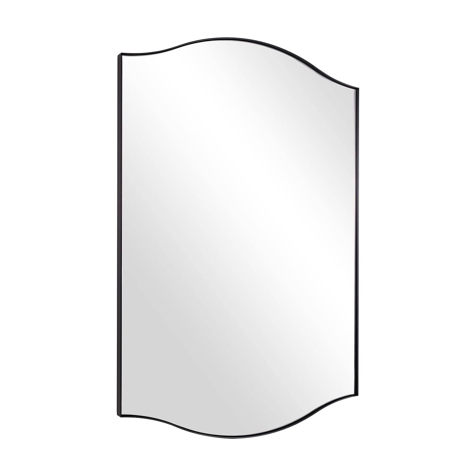 Dual Curve Arch Rectangular Scalloped Bathroom Wall Mirror |Stainless Steel Framed