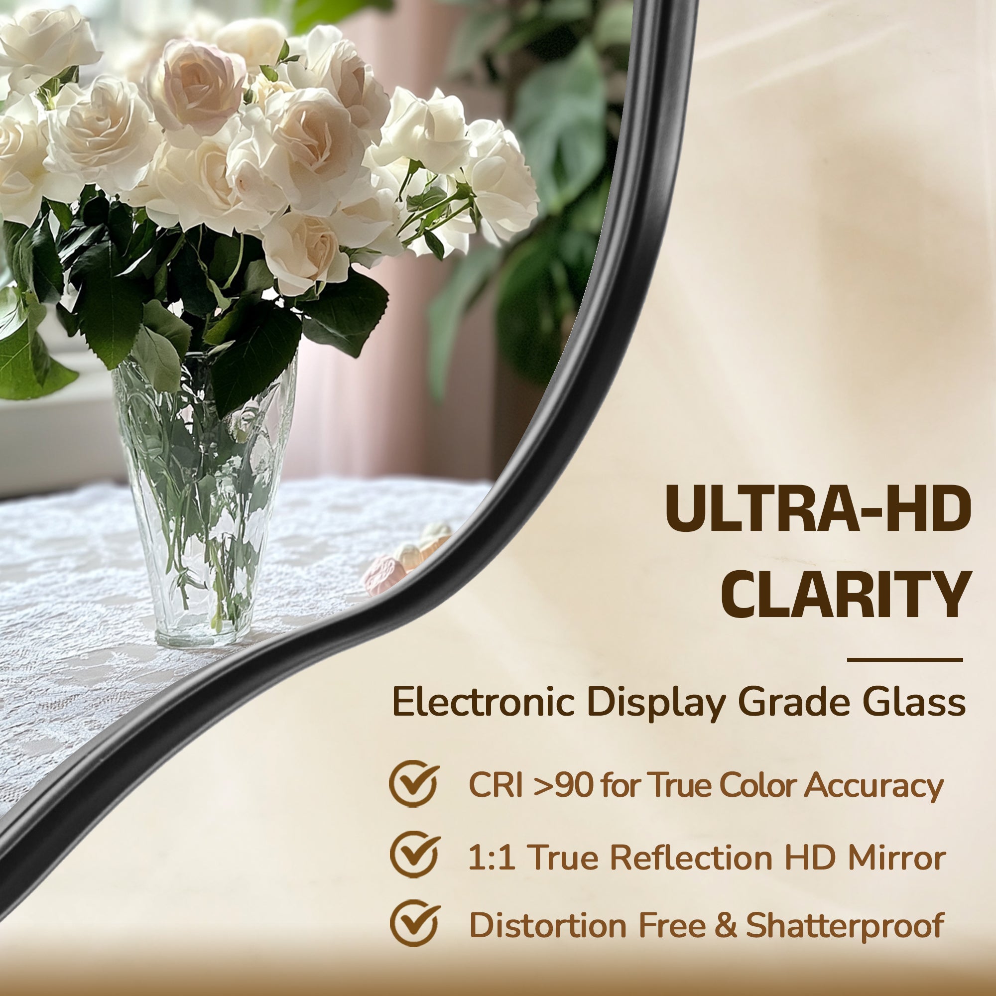 Contemporary Arch Top Curved Arched Bathroom Vanity Mirror | Stainless Steel Frame