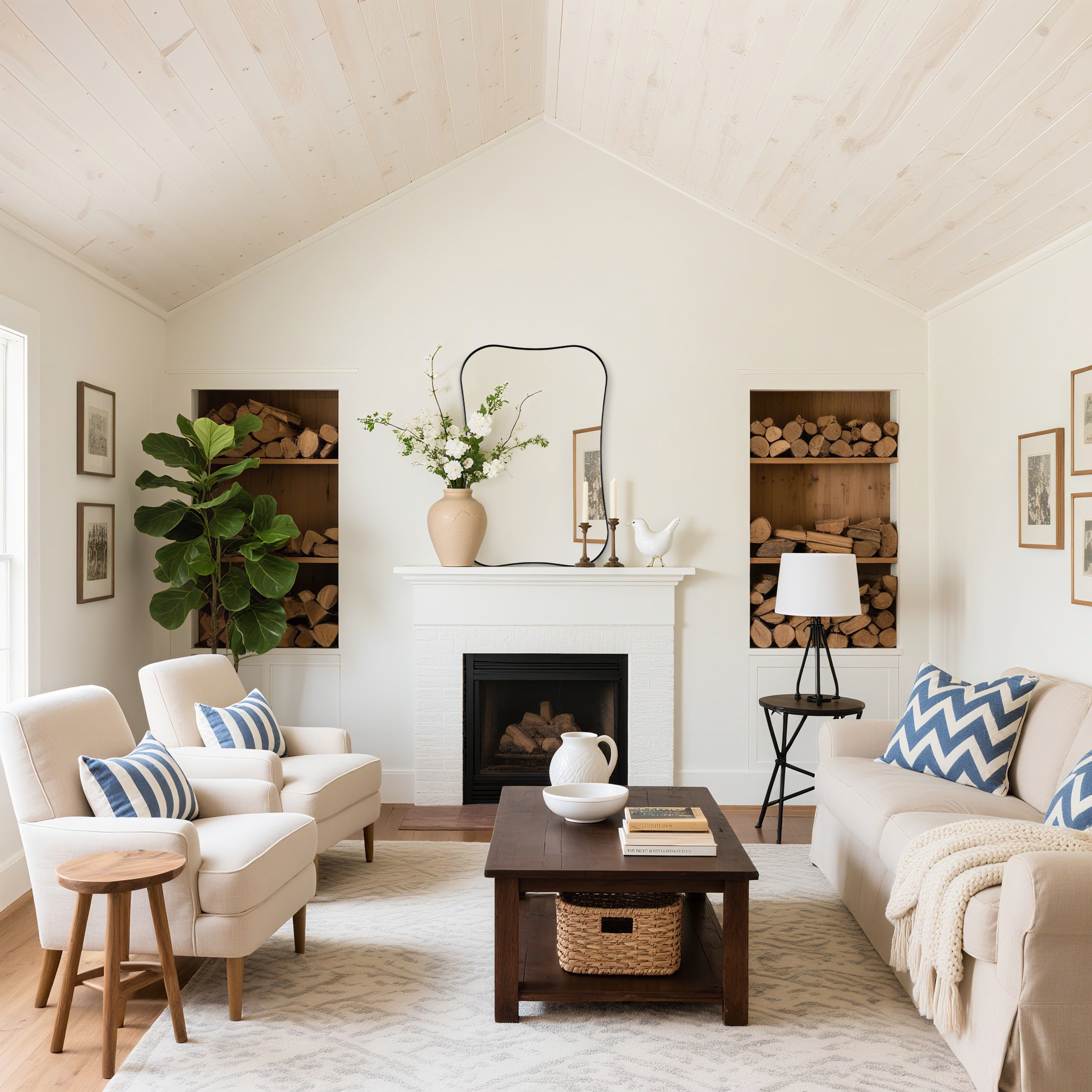 Contemporary Dual Concave Edge Rouded Scalloped Rectangle Wall Mirror | Stainless Steel Frame