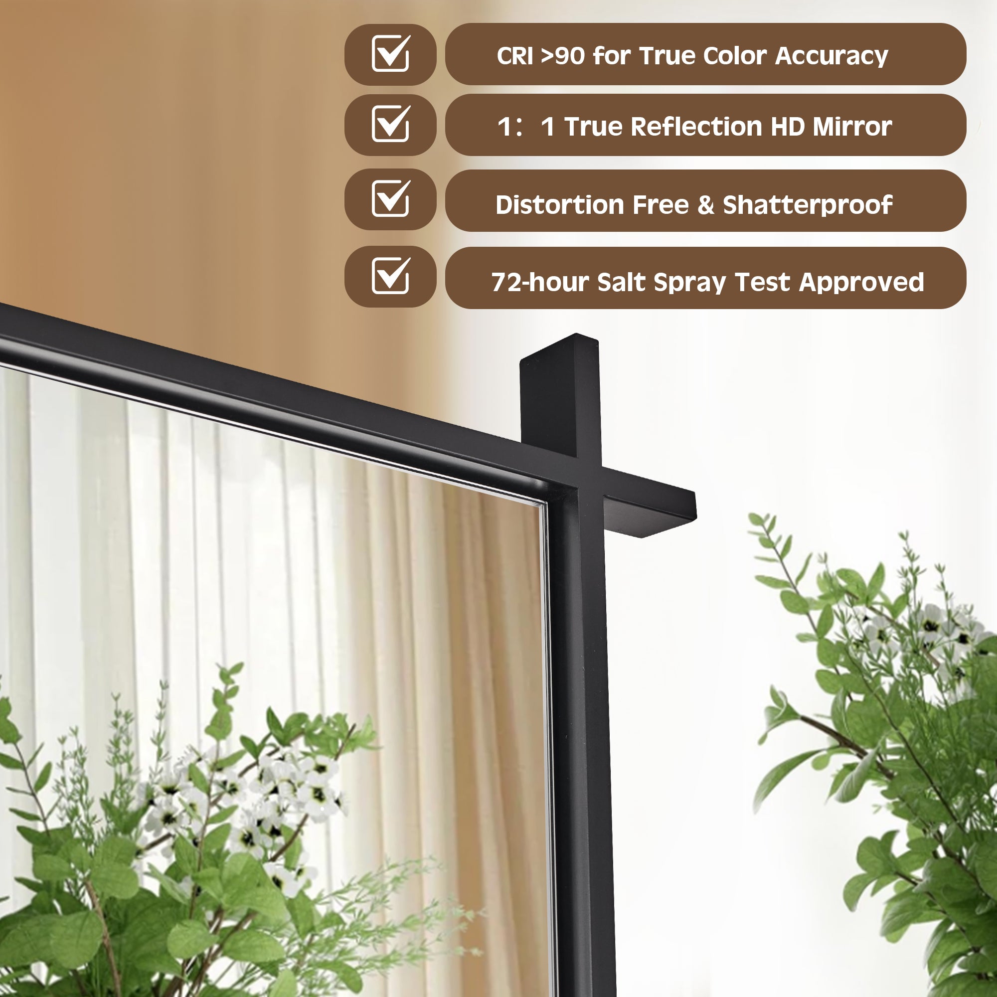 Vintage Cross Corner Rectangle Bathroom Wall Mirrors | Stainless Steel Framed