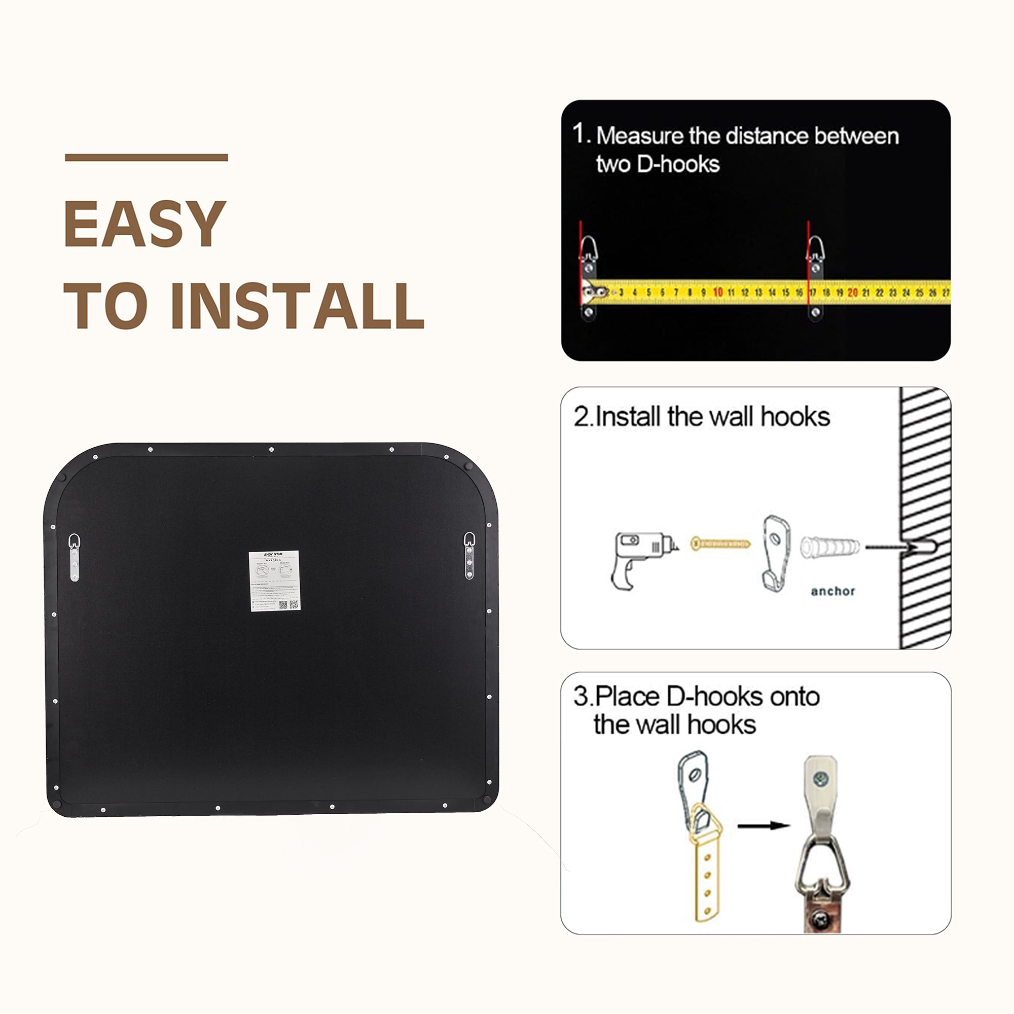 Modern Mantel Wide Arch Rectangle Bathroom Vanity Mirror | Stainless Steel Frame