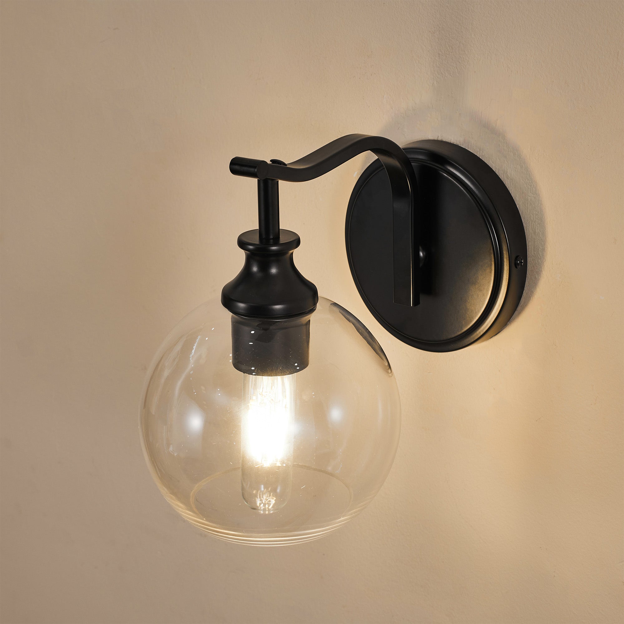 Modern Clear Globe Glass Shade Metal Crank Frame Bathroom Sconces