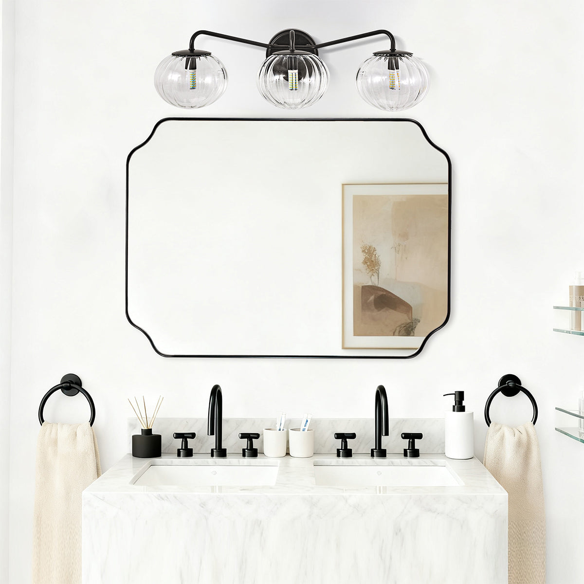 Contemporary Pumpkin Clear Glass Shade Bathroom Vanity Light