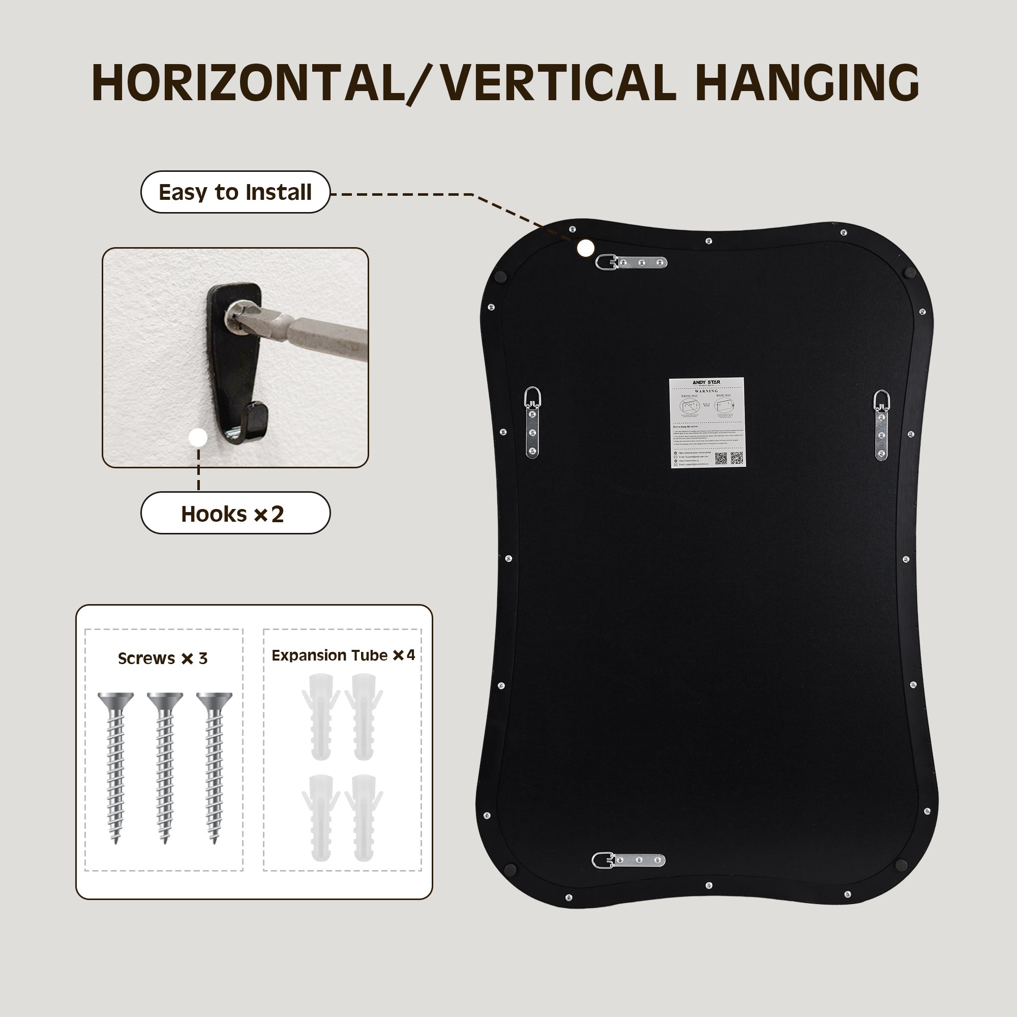 Contemporary Dual Concave Edge Rouded Scalloped Rectangle Wall Mirror | Stainless Steel Frame