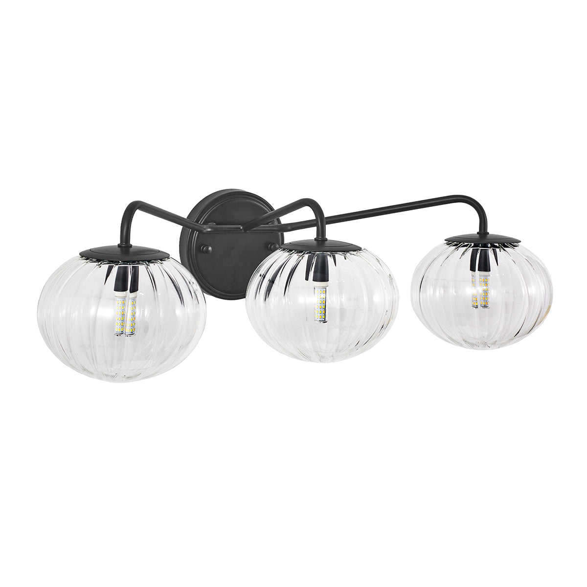 Contemporary Pumpkin Clear Glass Shade Bathroom Vanity Light
