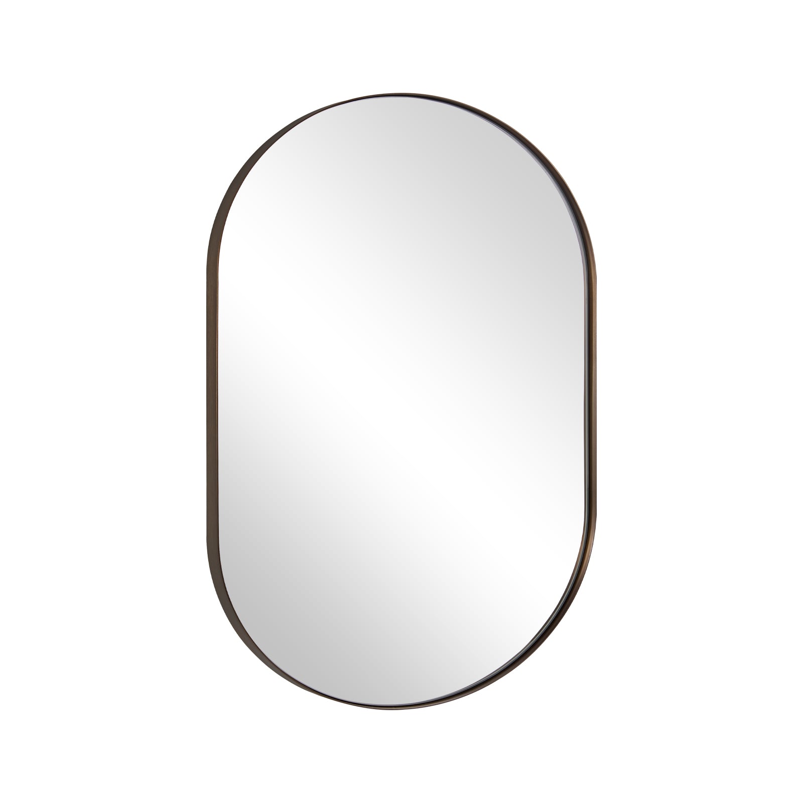 Modern Pill Shaped Capsule Wall Mirrors Long Oval Bathroom Vanity Mirror | Stainless Steel Frame