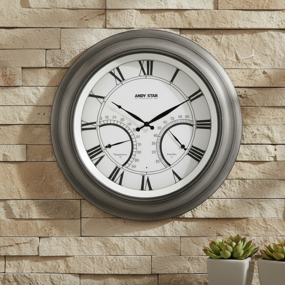 Brushed Gray Oak挂钟石墙