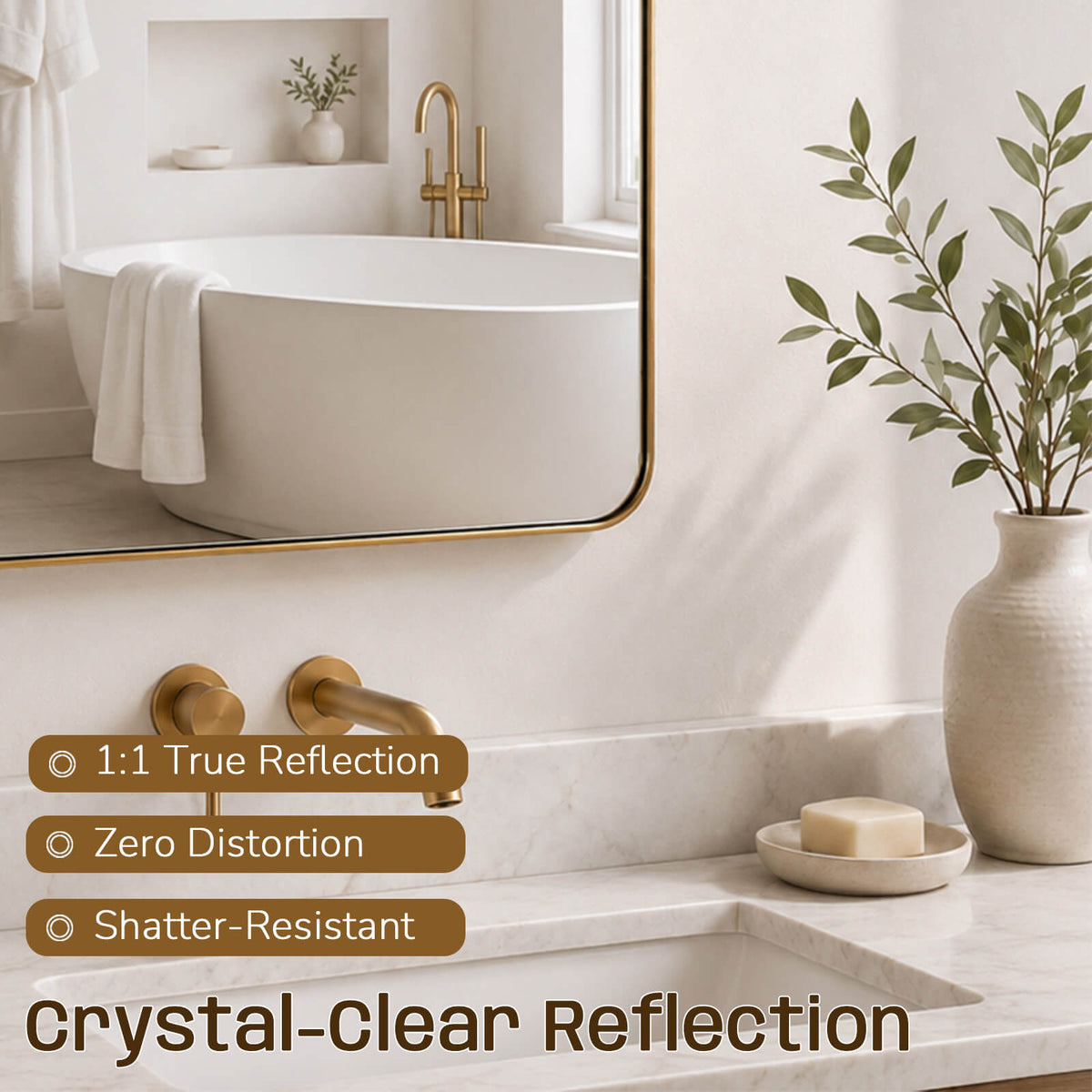 Tilting Rectangular Pivot Mirror for Bathroom/Vanity Floating Mirror | Stainless Steel Frame