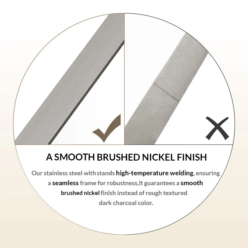 Open Box Like New : Modern Rounded Rectangle Mirror for Bathroom/ Vanity/ Wall | Stainless Steel Frame