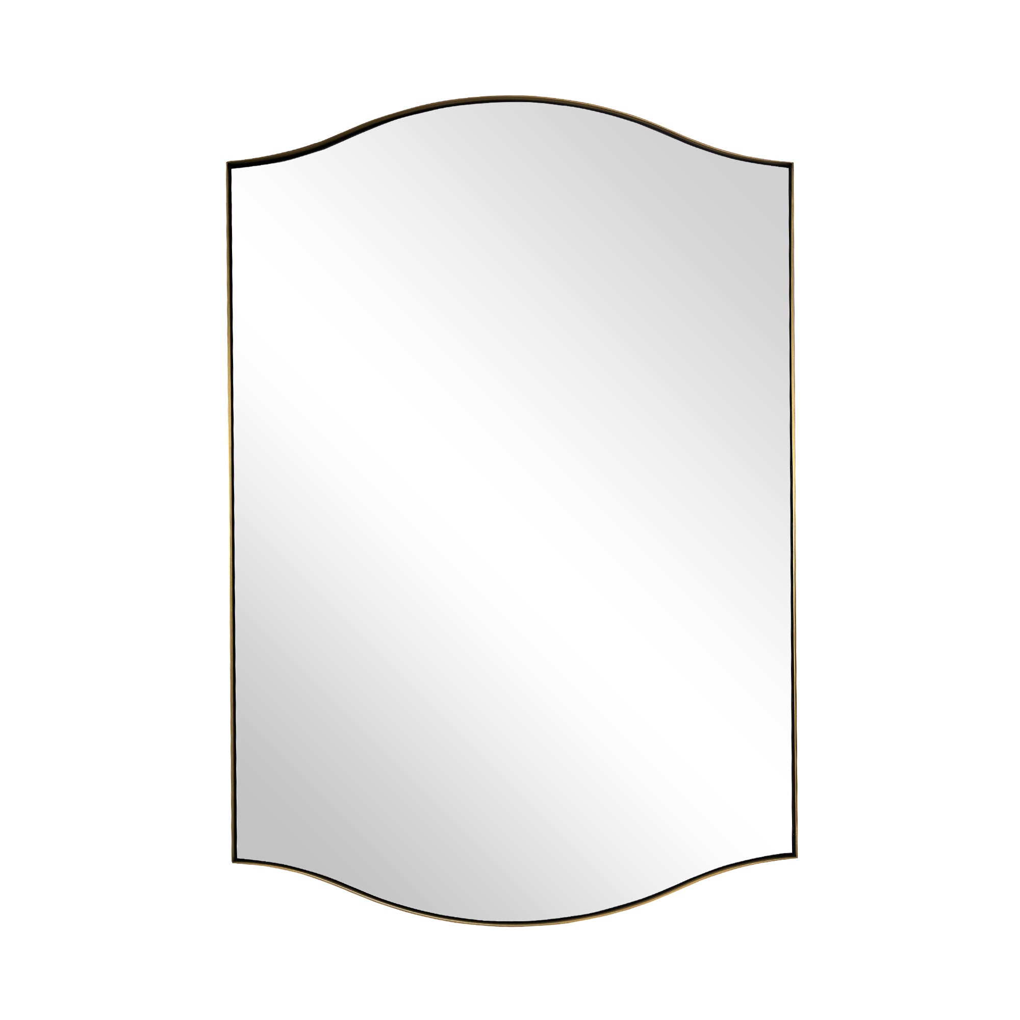Dual Curve Arch Rectangular Scalloped Bathroom Wall Mirror |Stainless Steel Framed