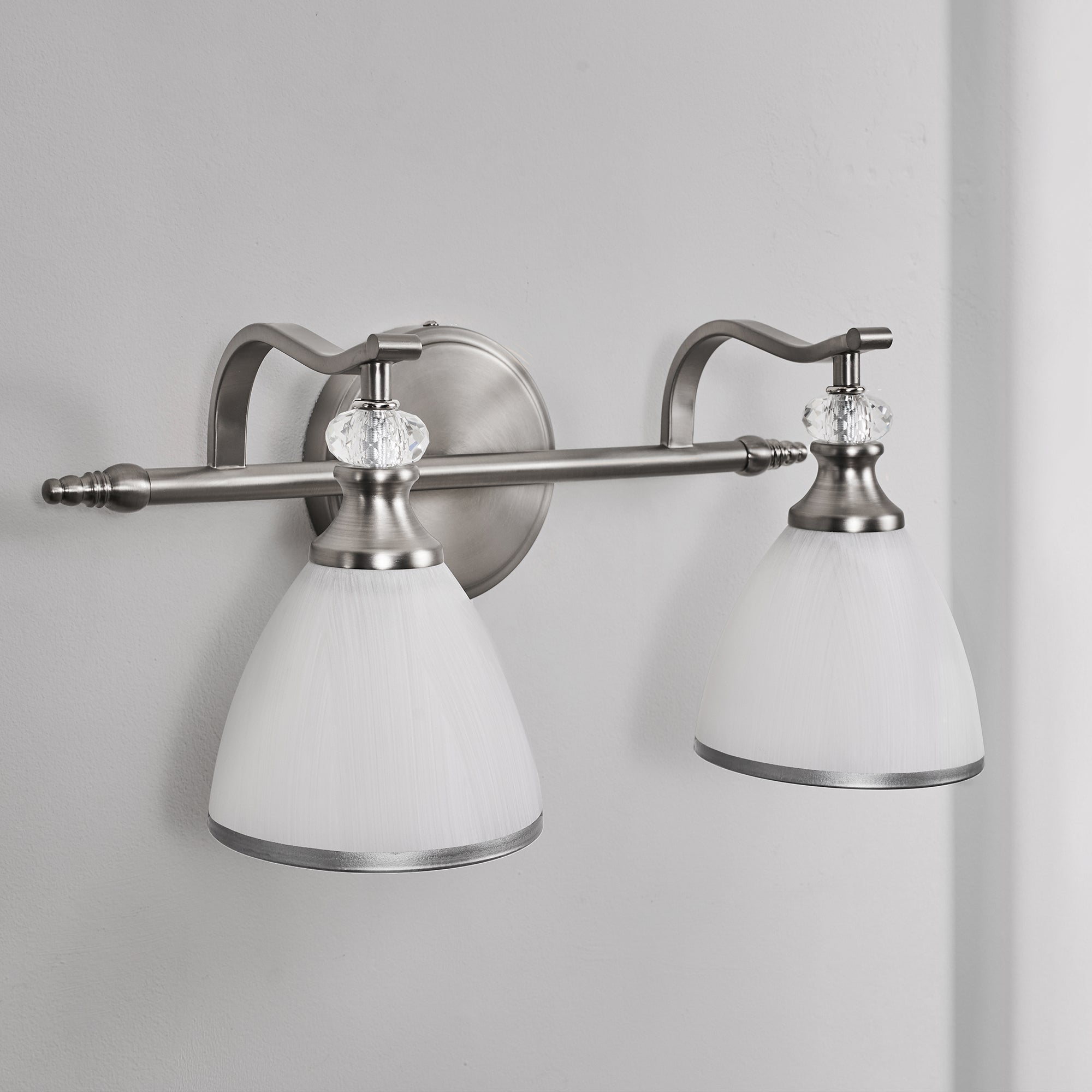 Artistical Metal Crank Frame White Frosted Trumpet Shade Bathroom Sconces