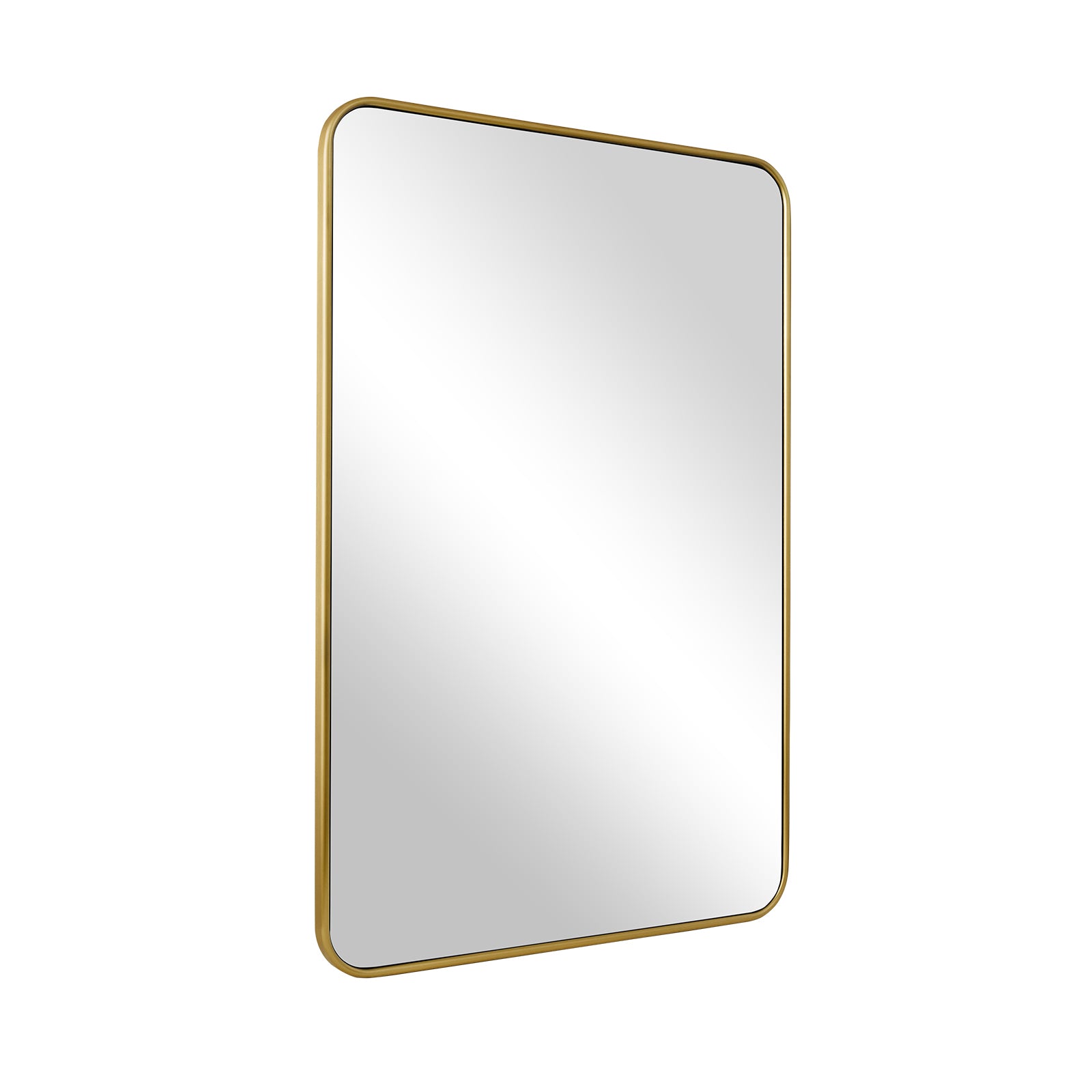 Contemporary Rounded Rectangular Bathroom Mirrors| Stainless Steel Thick Frame