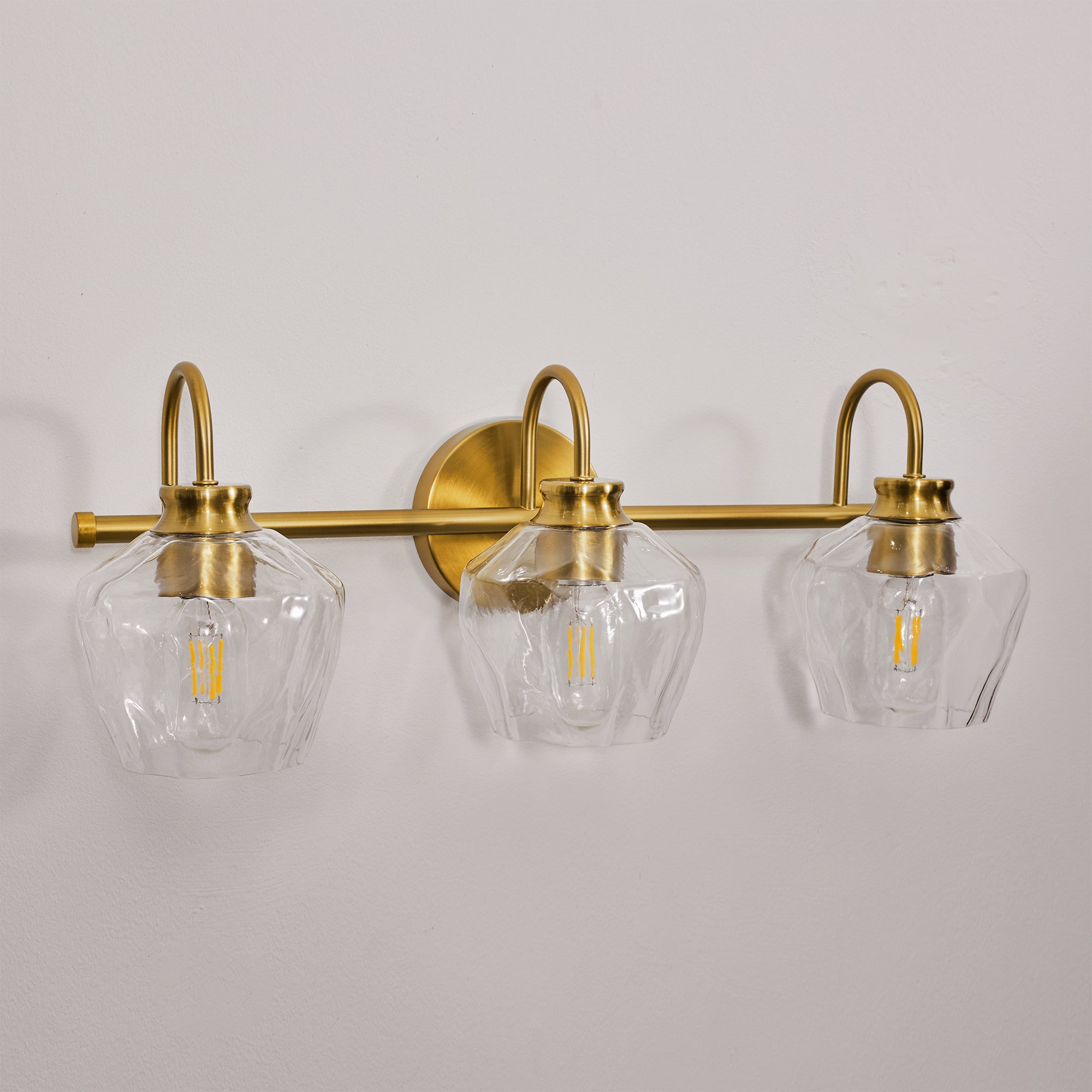 Contemporary Hammer Glass Shade Gooseneck Bathroom Wall Sconce