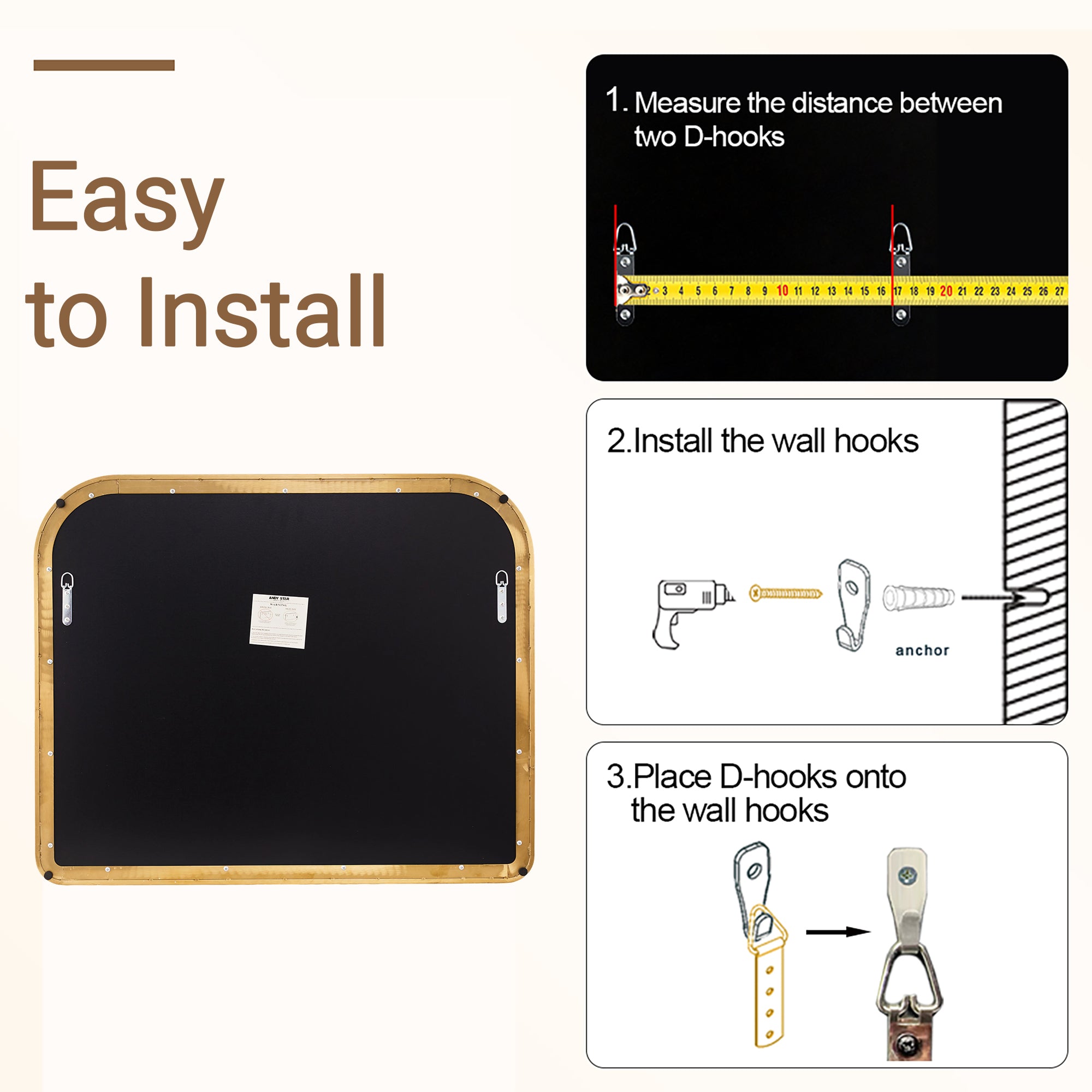 Anthropology Bold-Frame Wide Arch Mantel Mirror Bathroom Vanity Mirror ,Over the Fireplace | Stainless Steel Frame