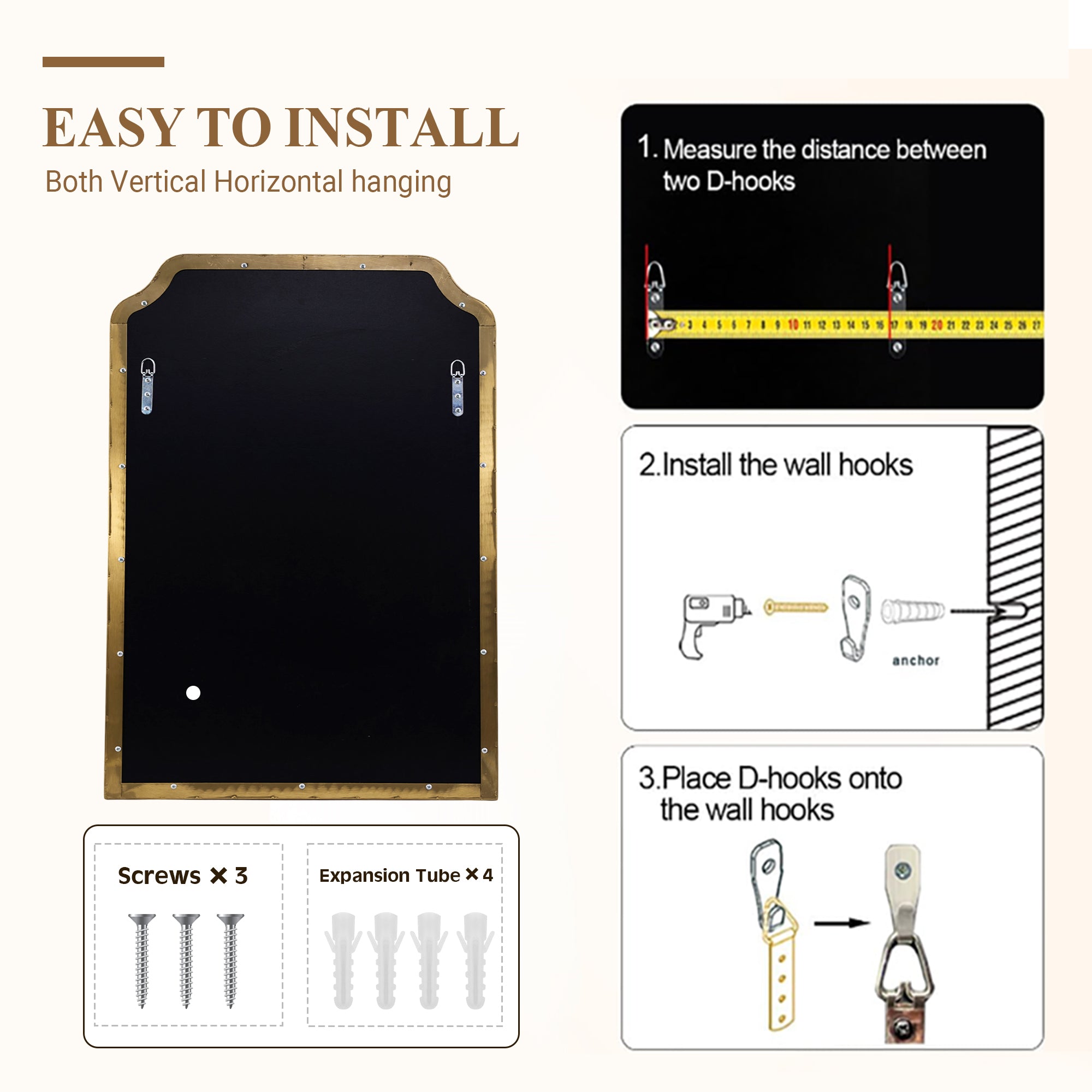 Modern Top Notched Corner Scalloped Bathroom Rectangle Vanity Wall Mirror | Stainless Steel Frame