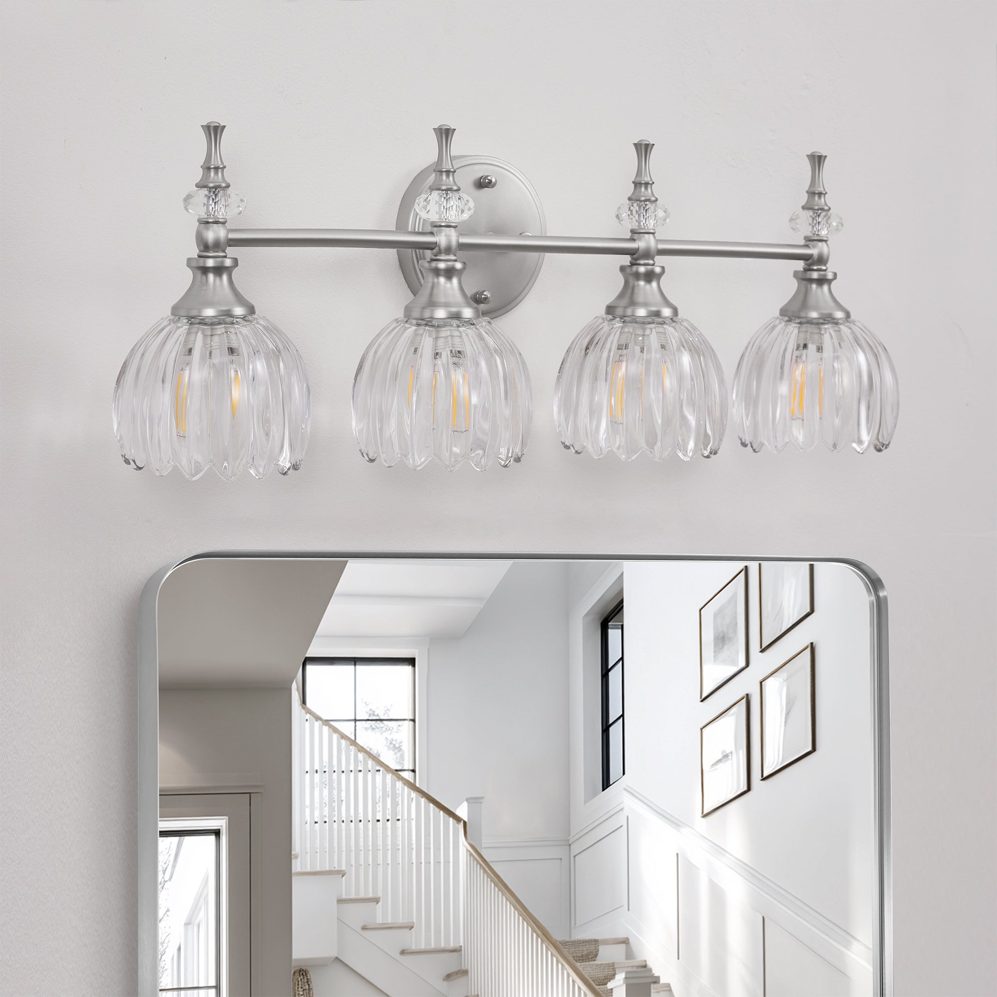 Contemporary Bathroom Vanity Light Fixtures with Tulip Glass Shade Sconces for Bath,Bedroom, Hallway