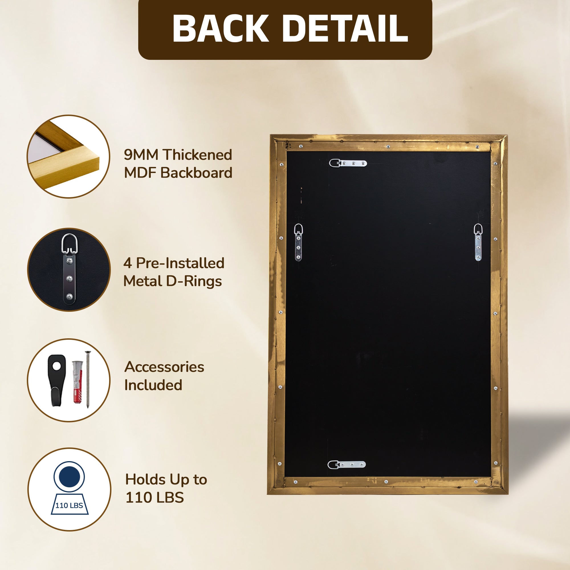 Luxury Beveled Stainless Steel Framed Rectangular Bathroom Vanity Mirror