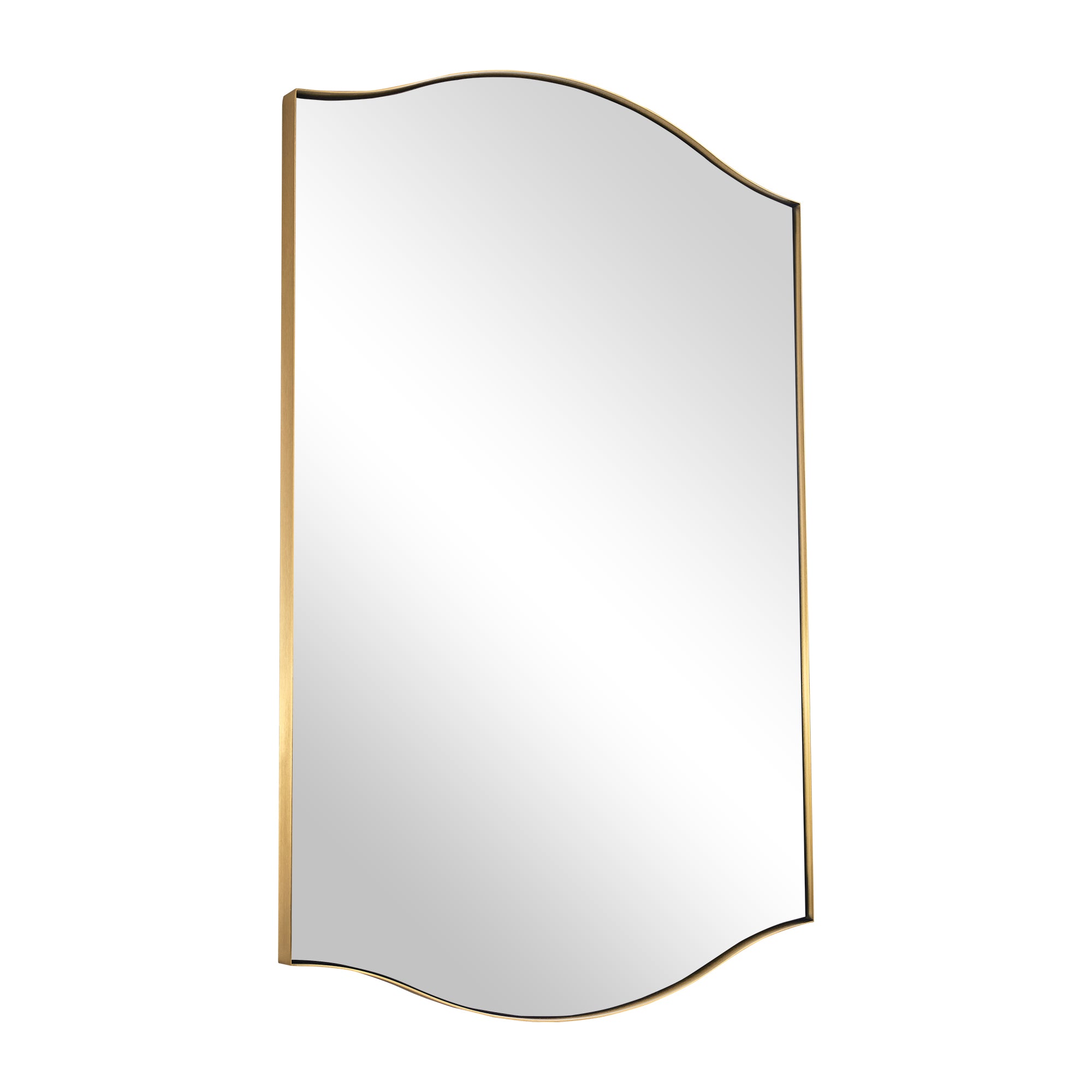 Dual Curve Arch Rectangular Scalloped Bathroom Wall Mirror |Stainless Steel Framed