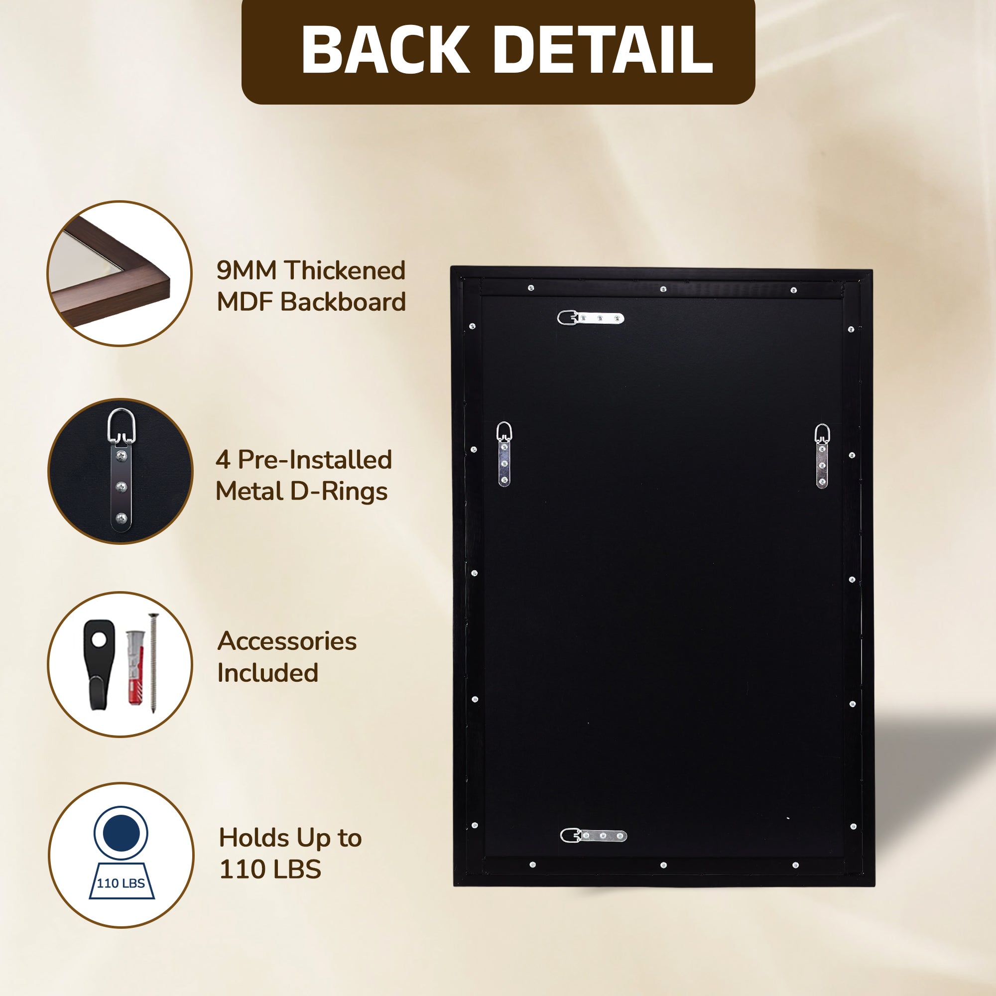 Luxury Beveled Stainless Steel Framed Rectangular Bathroom Vanity Mirror