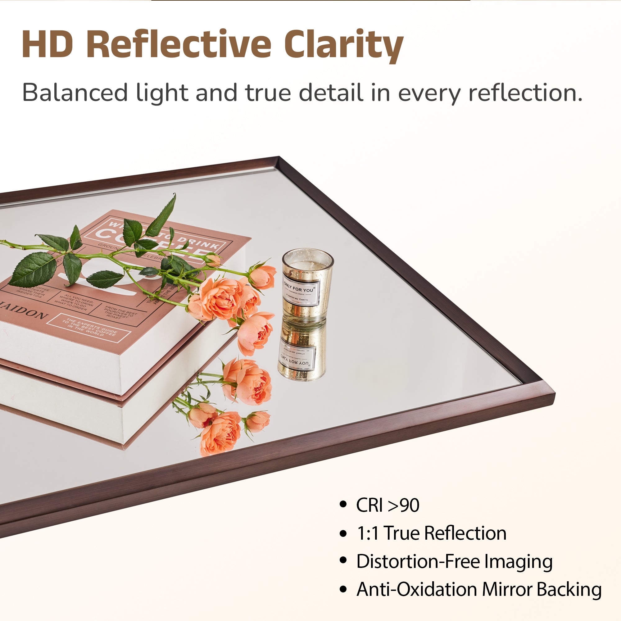 Luxury Beveled Stainless Steel Framed Rectangular Bathroom Vanity Mirror