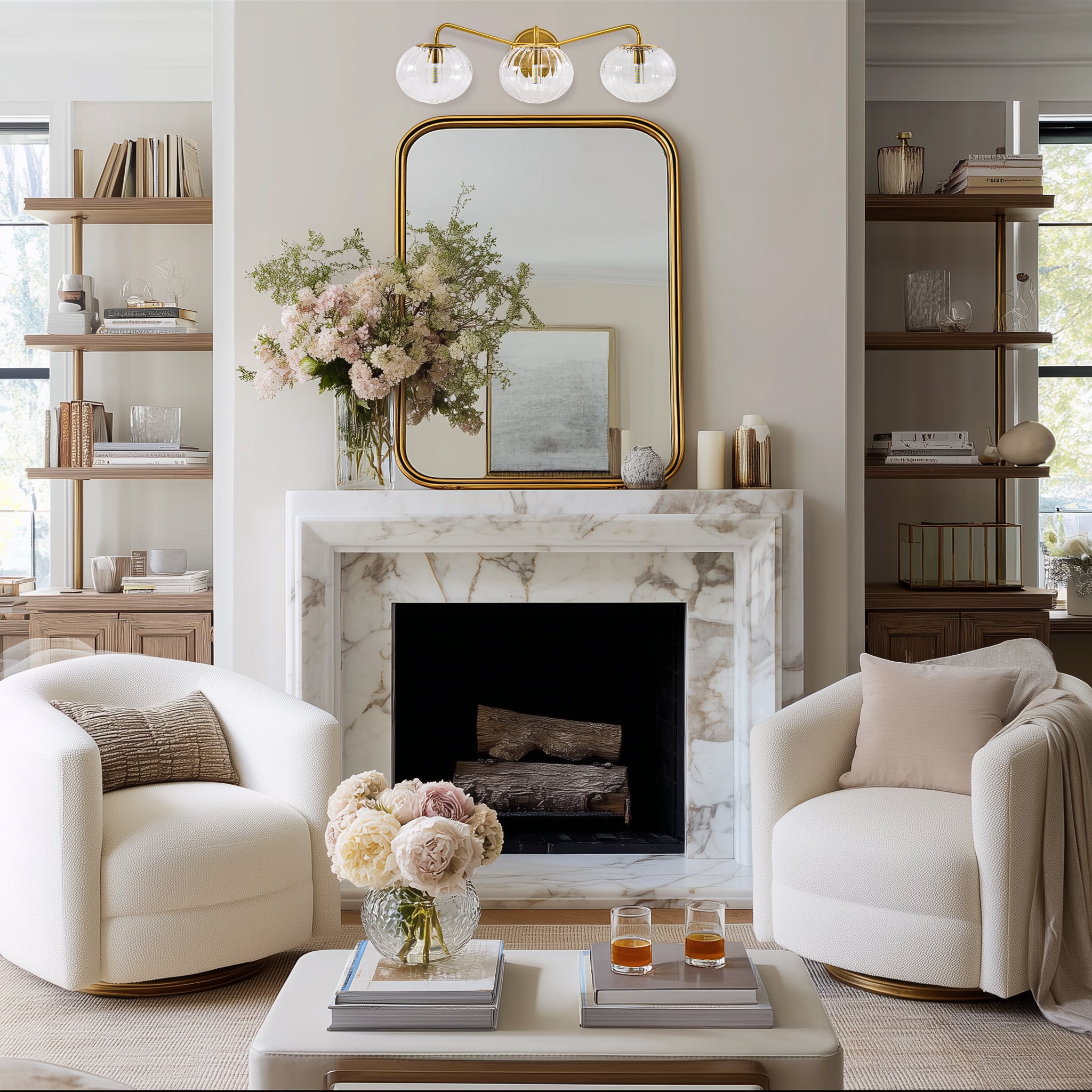 Contemporary Pumpkin Clear Glass Shades Bathroom Wall Sconce