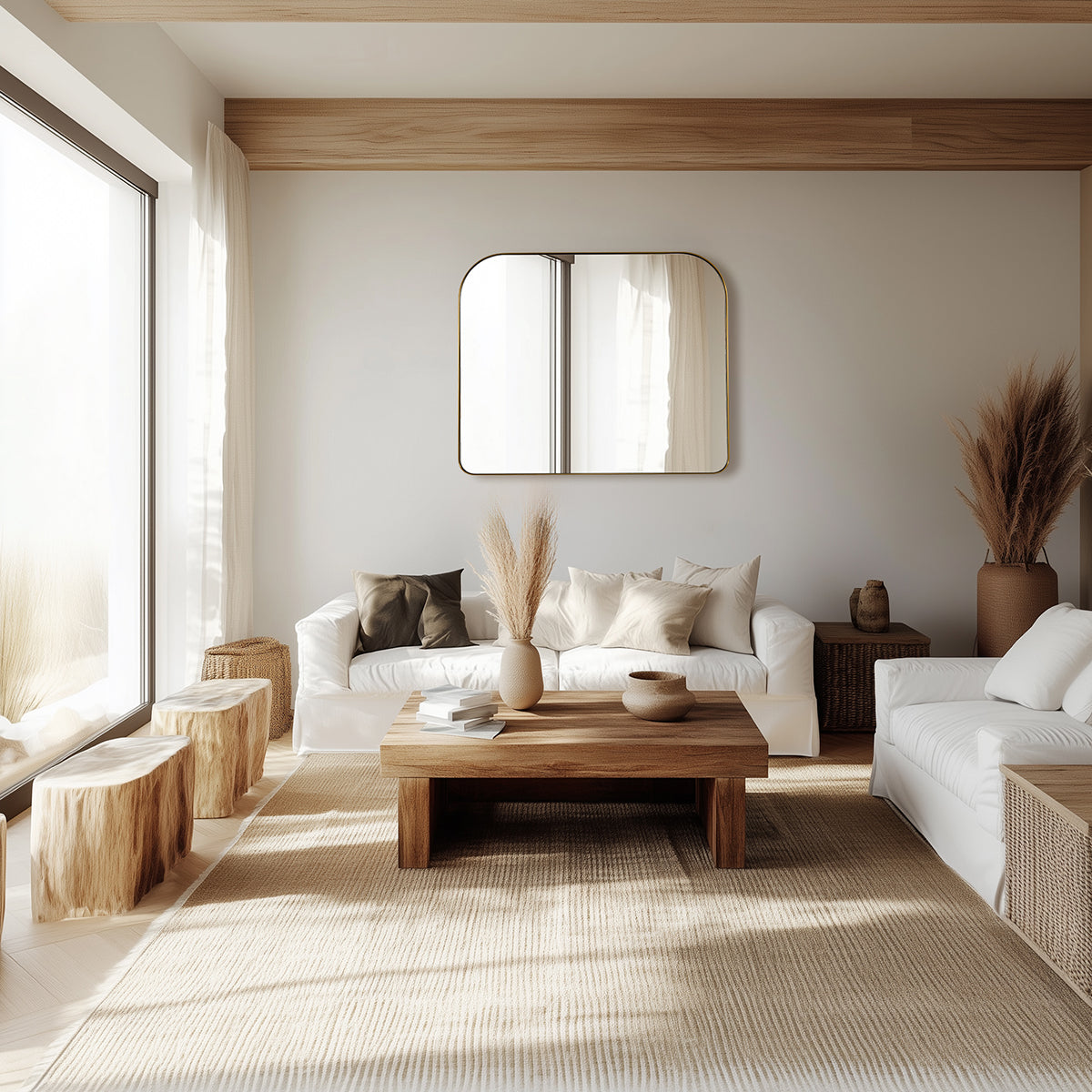 Modern Mantel Wide Arch Rectangle Bathroom Vanity Mirror | Stainless Steel Frame