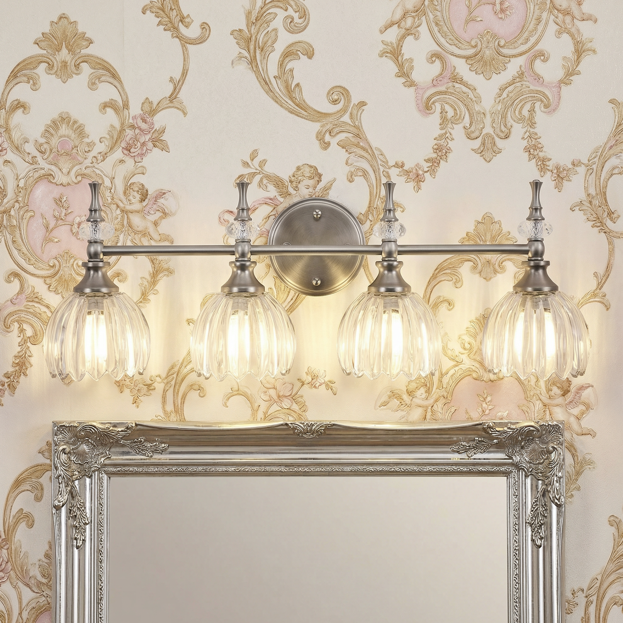 Contemporary Bathroom Vanity Light Fixtures with Tulip Glass Shade Sconces for Bath,Bedroom, Hallway