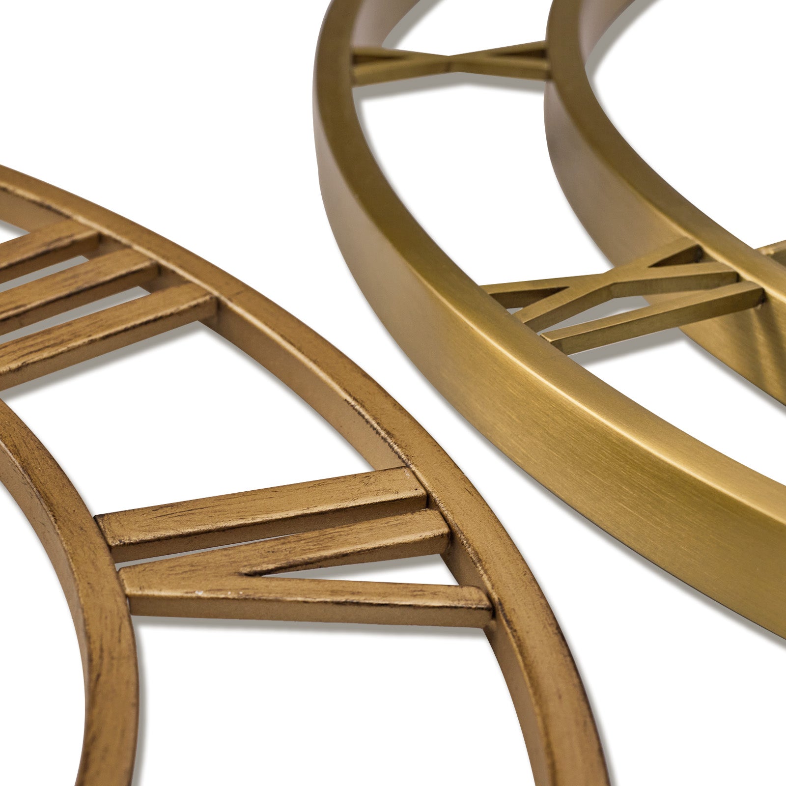 Retro Large Stainless Steel Round Hollow Metal Wall Clock Roman Numerals