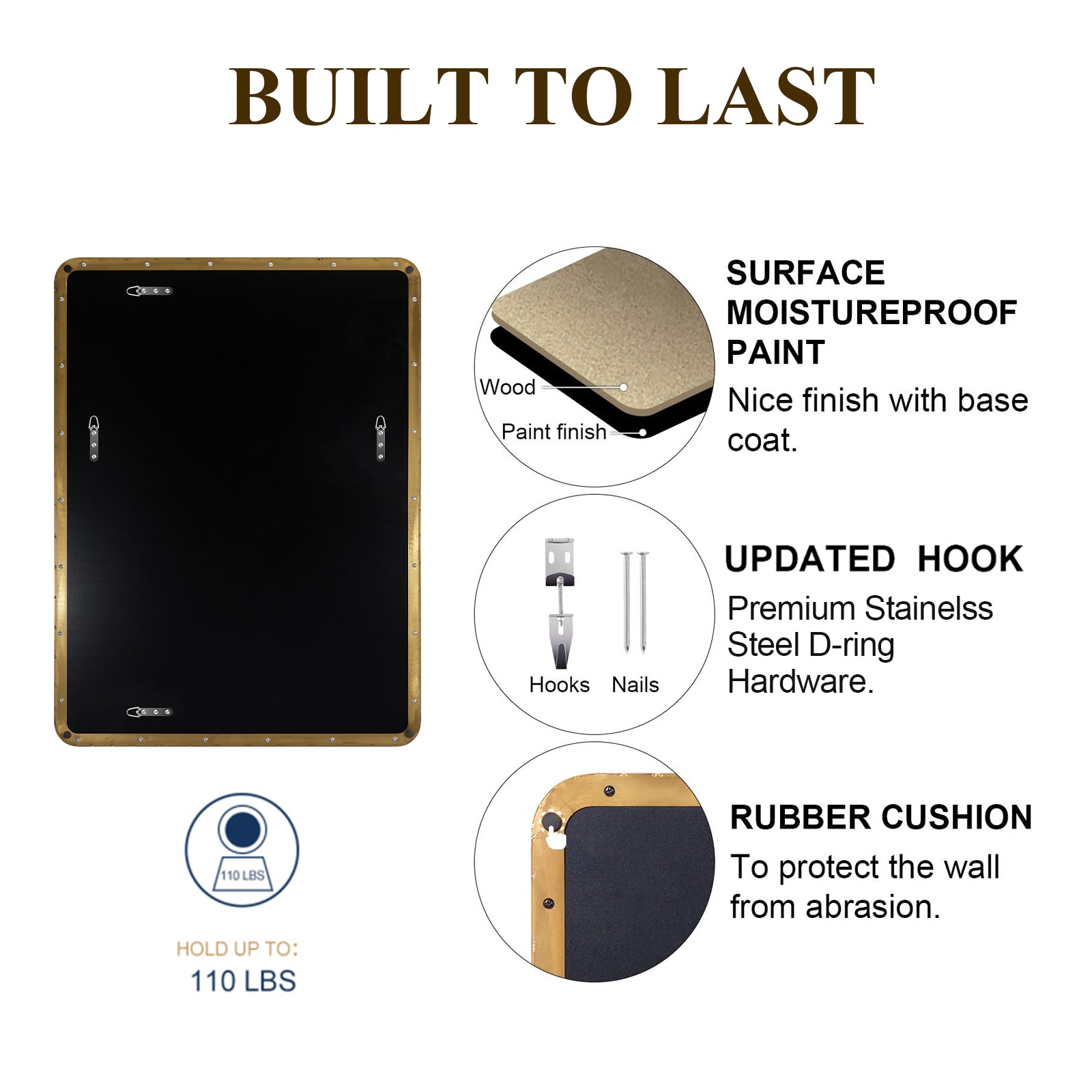 Modern Rounded Rectangle Mirror for Bathroom/ Vanity/ Wall | Stainless Steel Frame