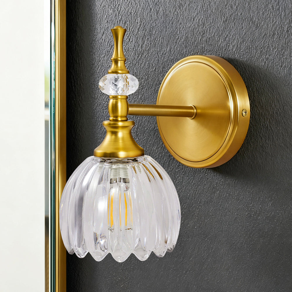 Contemporary Bathroom Vanity Light Fixtures with Tulip Glass Shade Sconces for Bath,Bedroom, Hallway