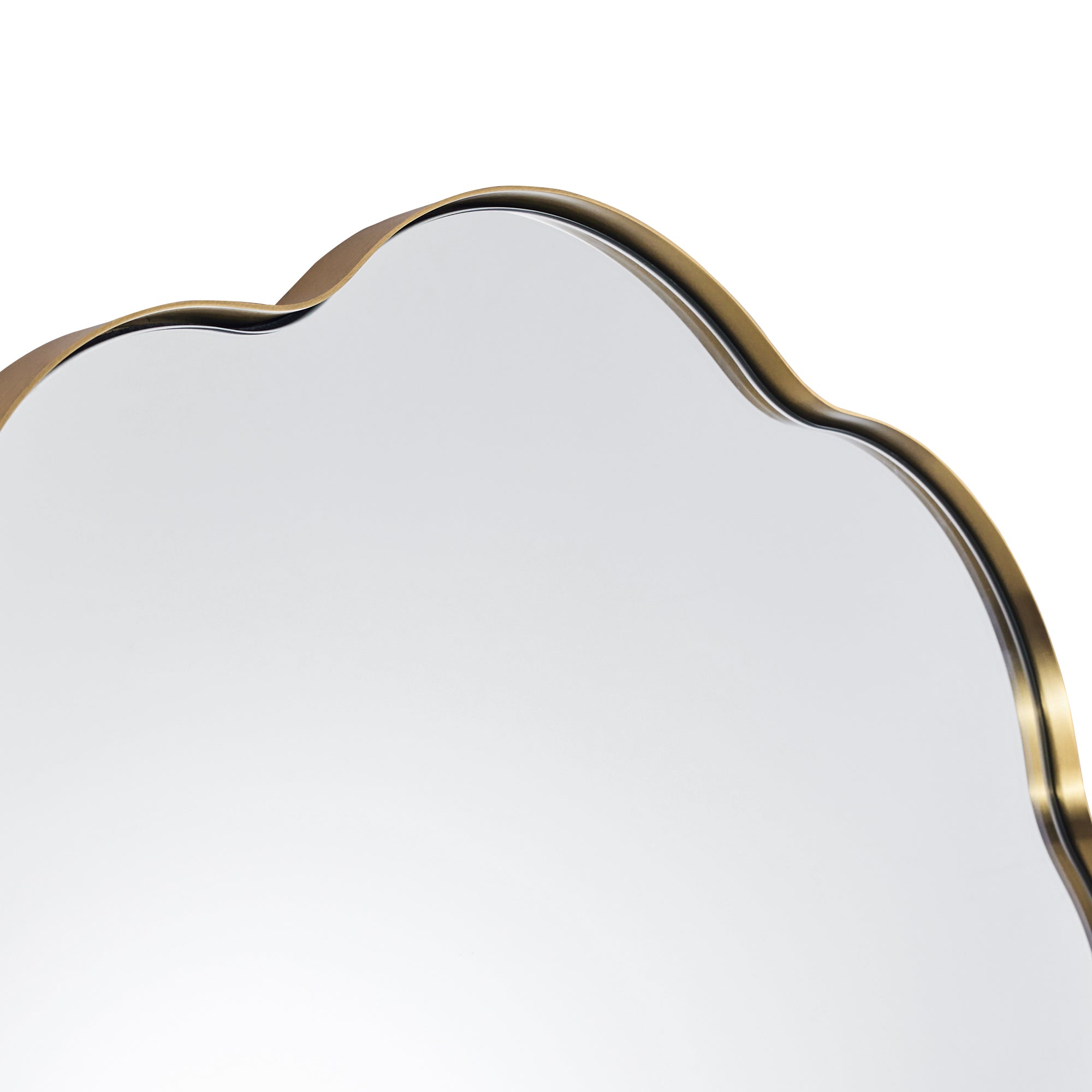 Contemporary Wavy Oval Scalloped Bathroom Vanity Mirror Irregular Decorative Mirror| Stainless Steel Framed