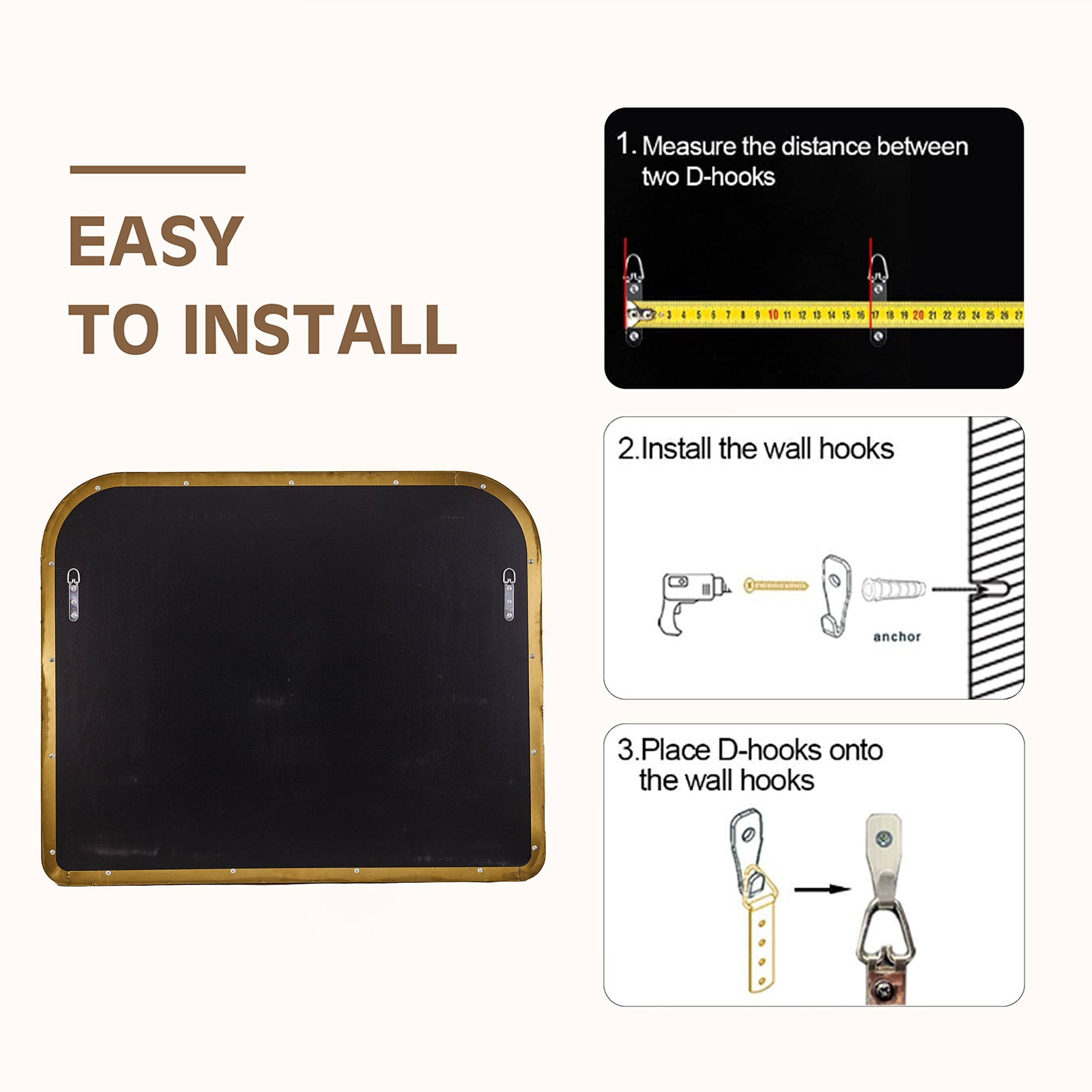 Modern Mantel Wide Arch Rectangle Bathroom Vanity Mirror | Stainless Steel Frame