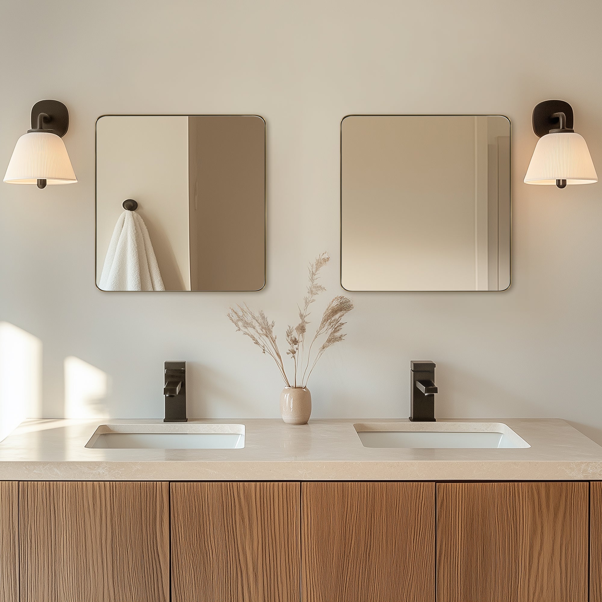 ANDY STAR Square Bathroom Mirror, Wall Decor Circle Mirror with Stainless Steel Frame