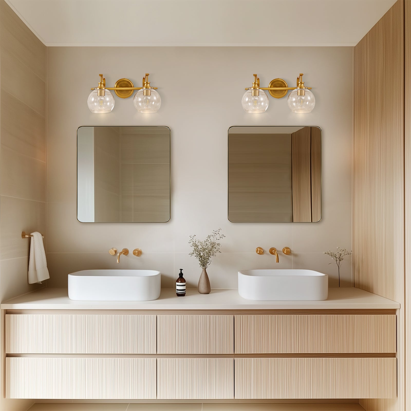 ANDY STAR Square Bathroom Mirror, Wall Decor Circle Mirror with Stainless Steel Frame