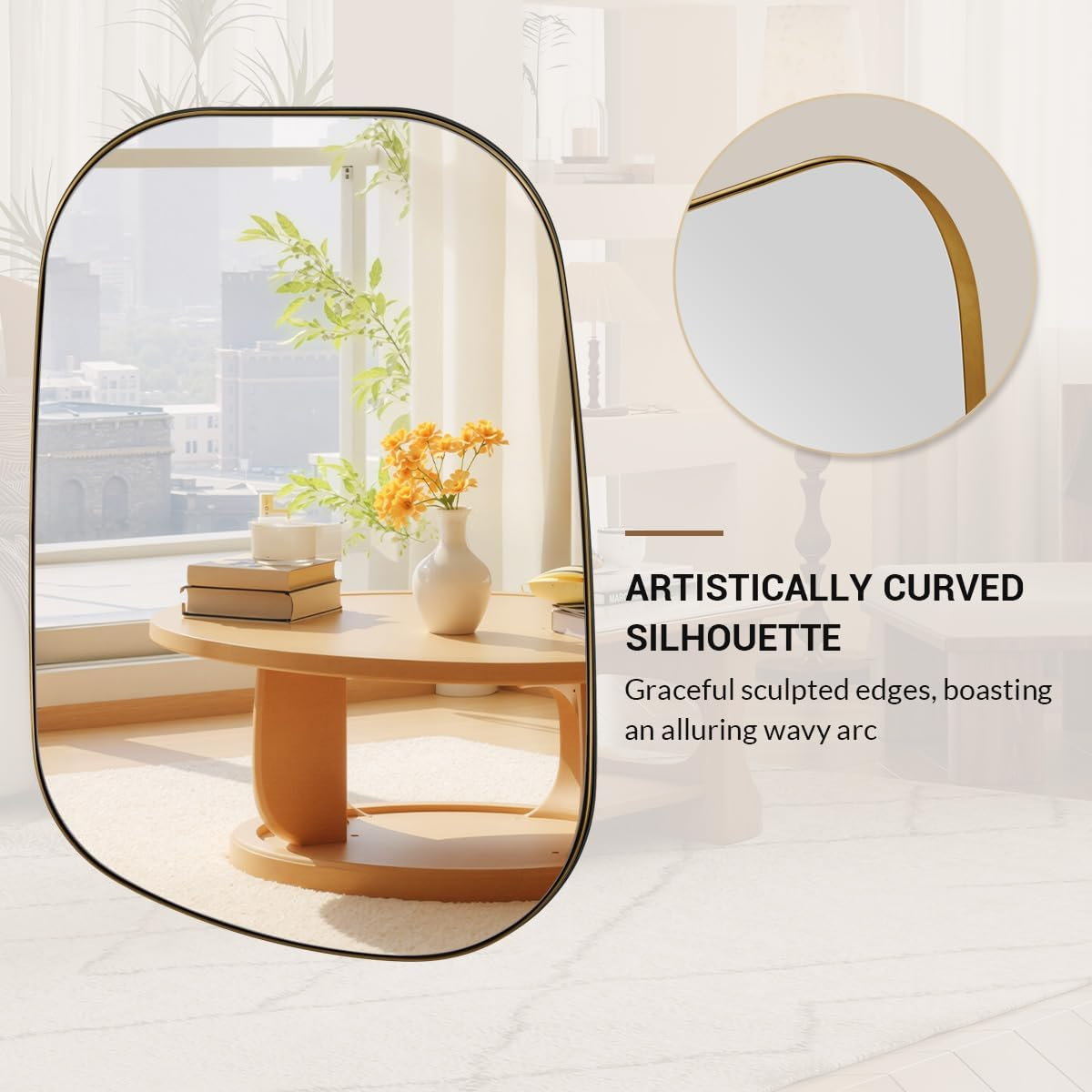 Asymmetrical Irregular Bathroom Wall Mirror | Stainless Steel Frame