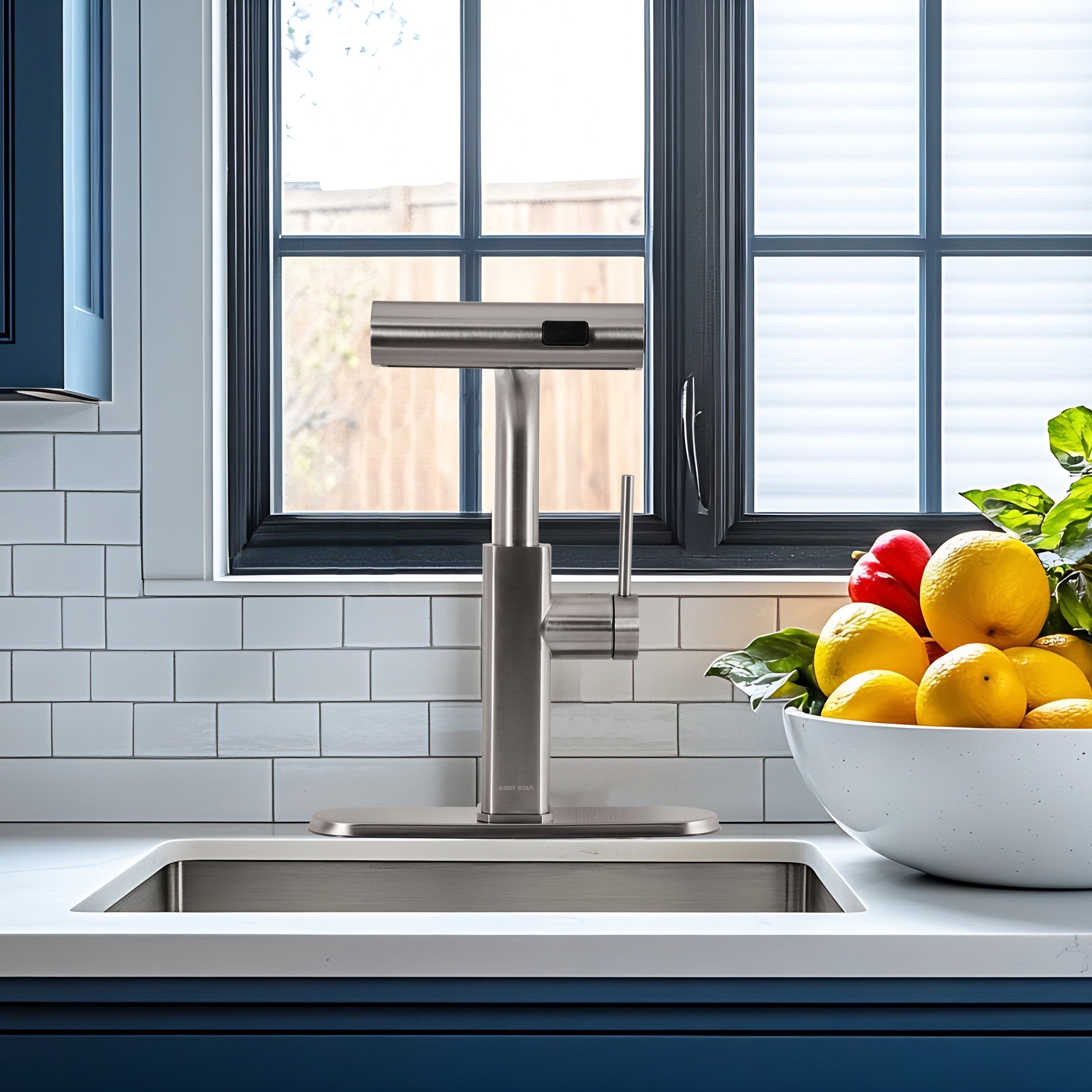 Modern Stainless Steel Single Hole Kitchen Faucet with Pull-Out Sprayer