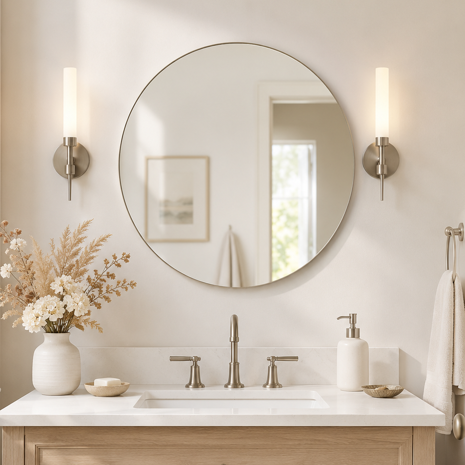 Modern Round Bathroom Mirrors Circle Wall Mirror | Stainless Steel Frame