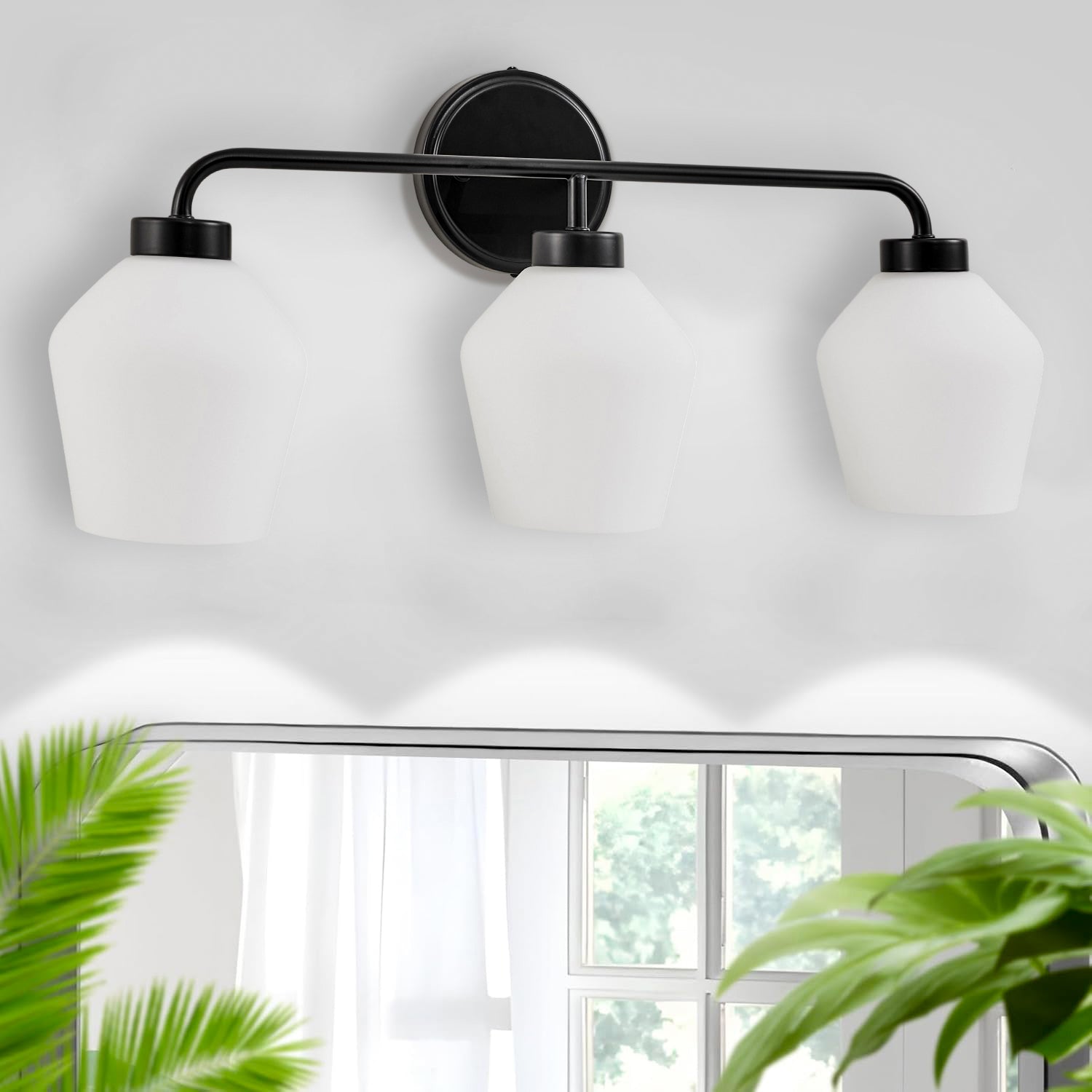 Contemporary Milk White Glass Shade Wall Sconce Bathroom Vanity Light Fixtures