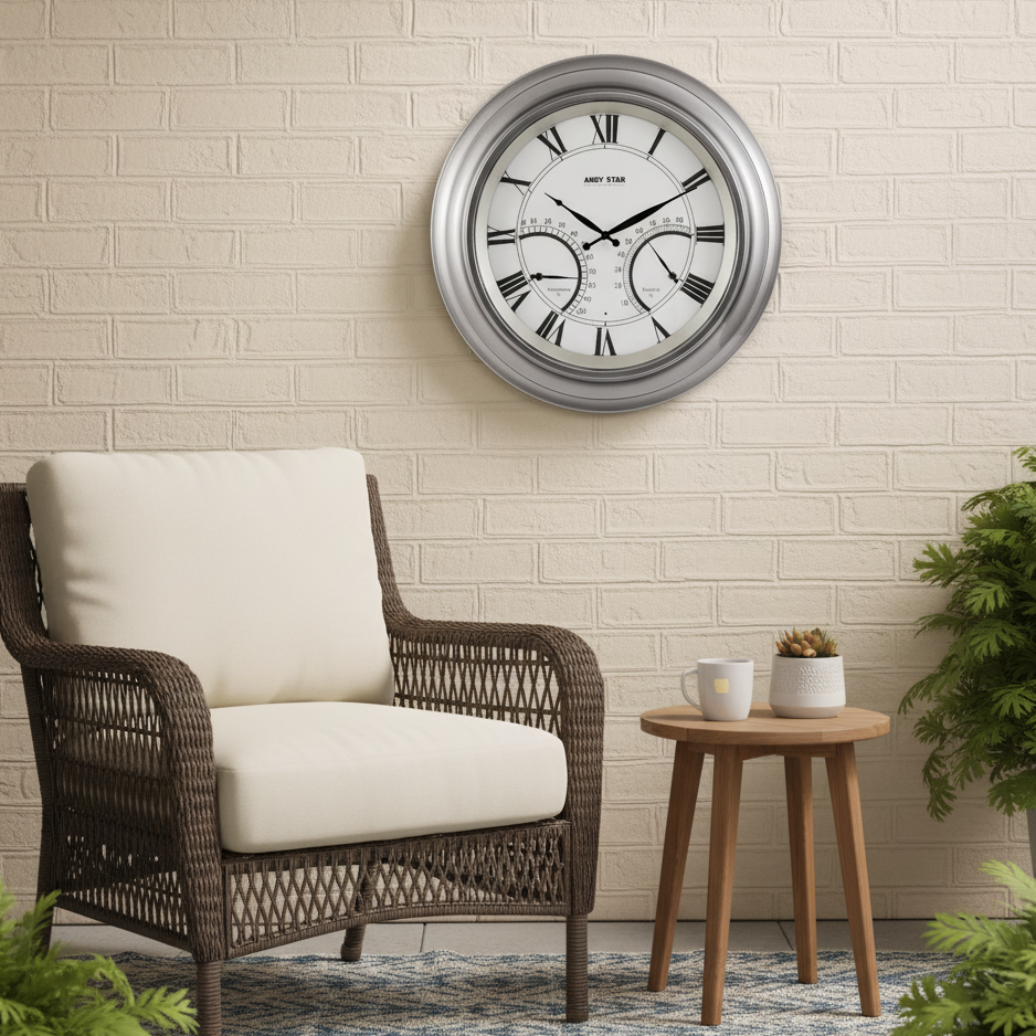 银色挂钟奶油色patio