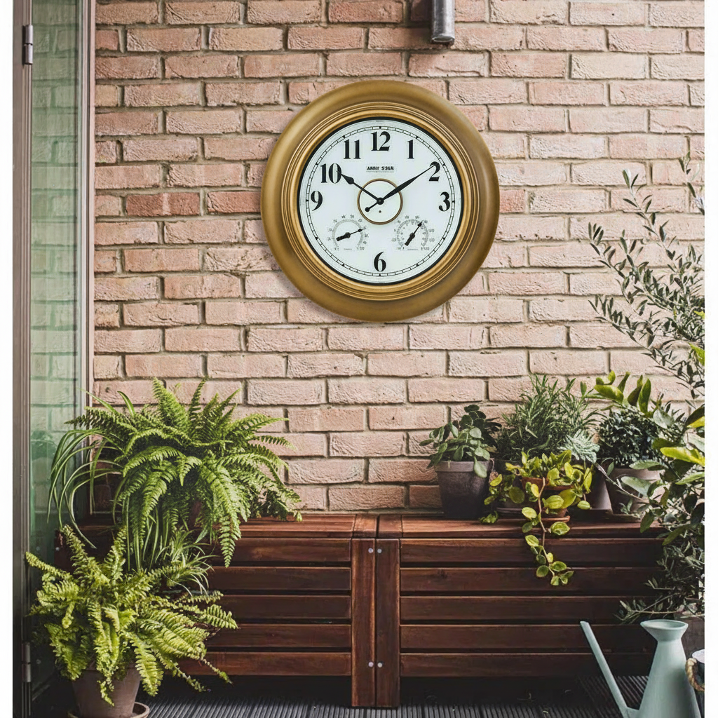 金色挂钟patio砖墙场景