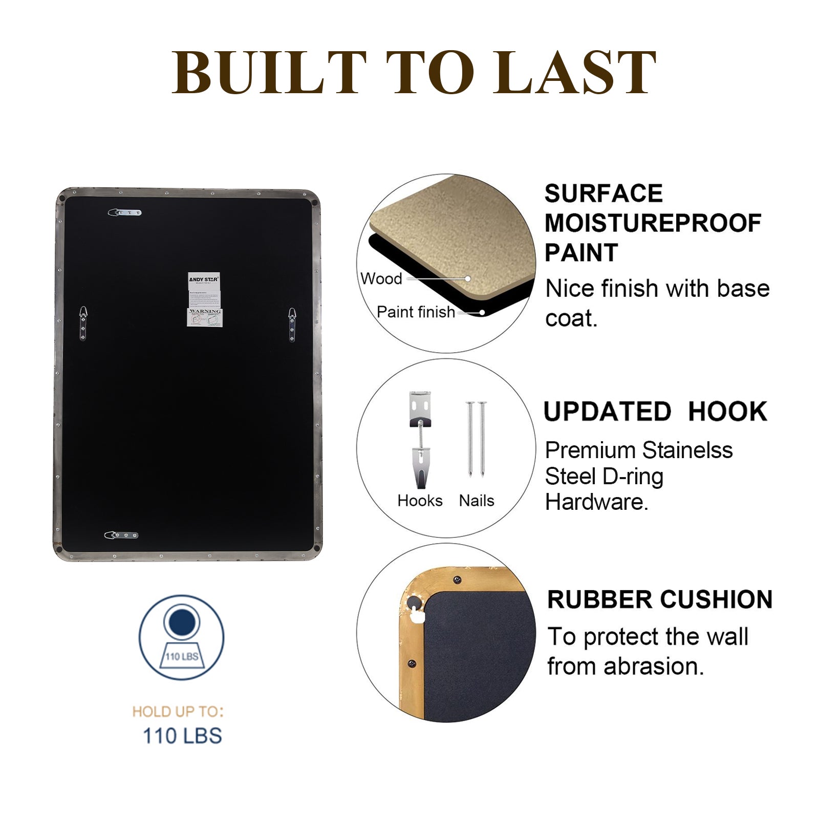 Modern Rounded Rectangle Mirror for Bathroom/ Vanity/ Wall | Stainless Steel Frame