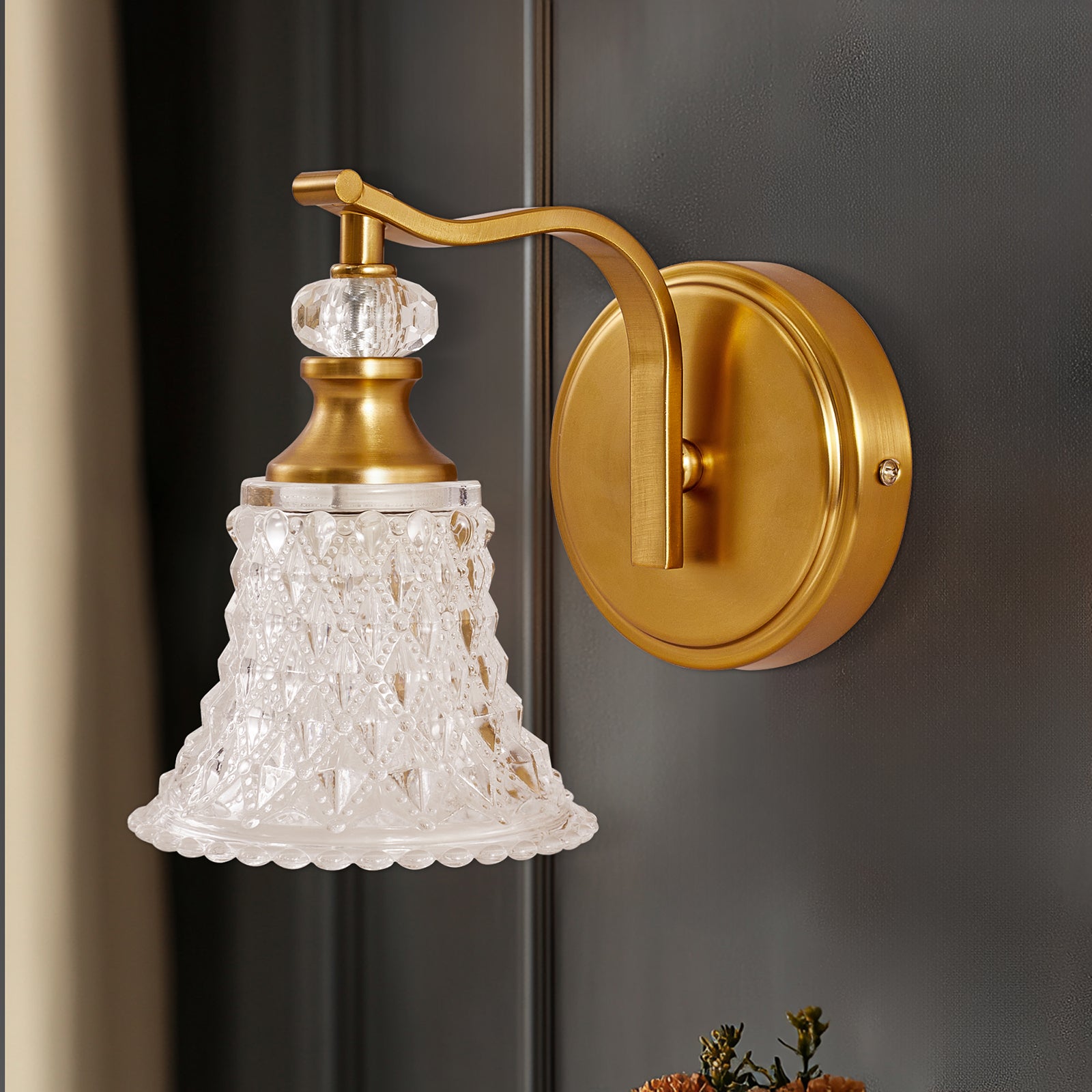 Vintage Crystal Metal Framed Sconces Bathroom Light Fixtures