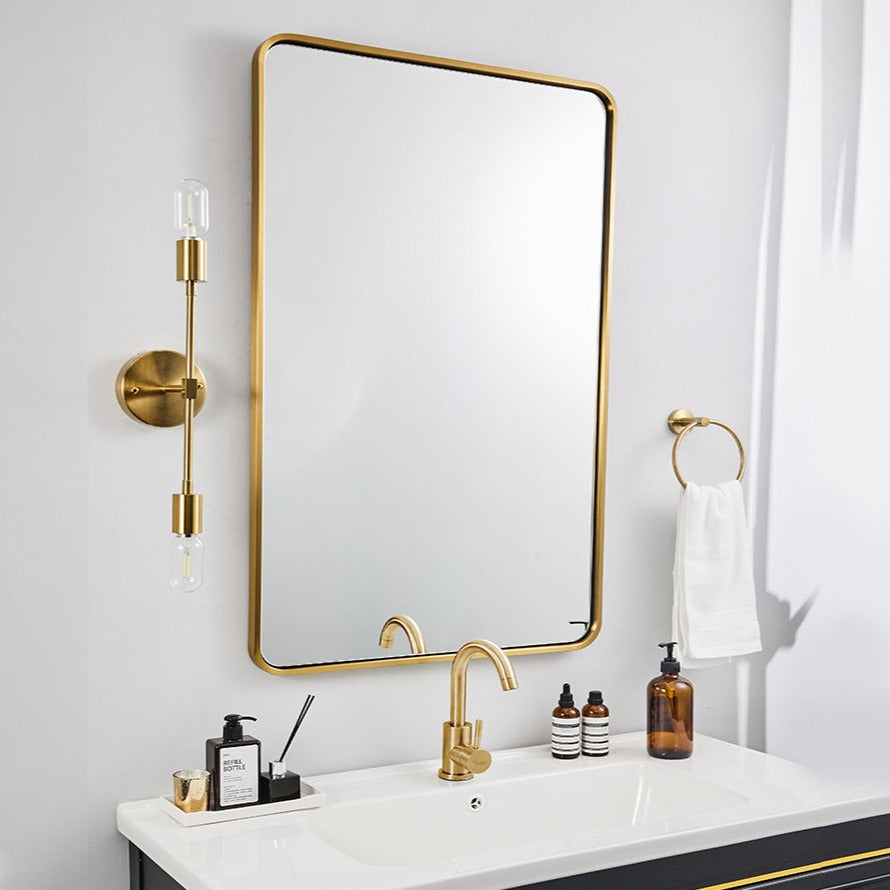 Modern Bold Framed Rectangle Wall Mirrors for Bathroom Wall| Stainless Steel Framed