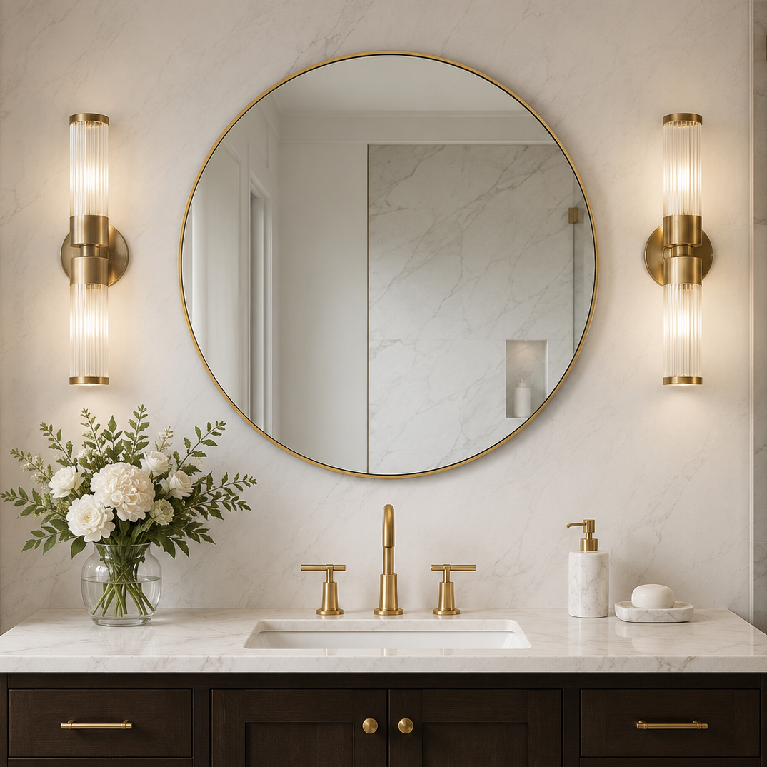 Modern Round Bathroom Mirrors Circle Wall Mirror | Stainless Steel Frame