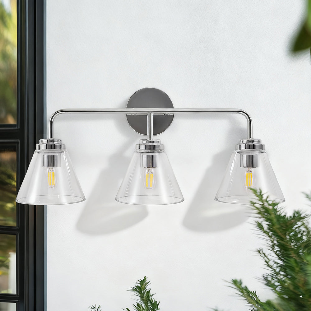 Modern Cone Clear Glass Shade Bathroom Wall Sconces