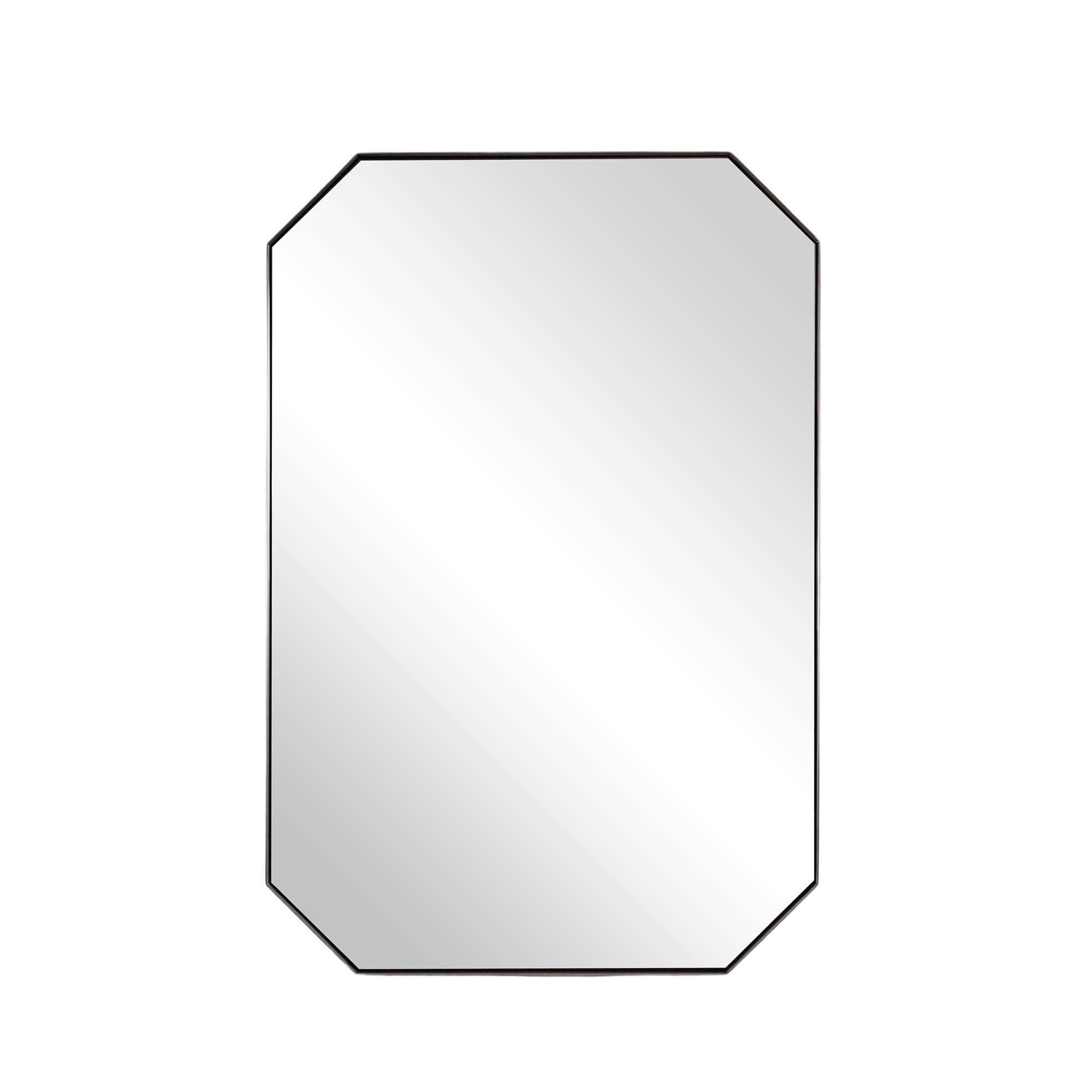 Contemporary Cut Corner Octagonal Scalloped Rectangle Mirror for Bathroom |Stainless Steel Frame