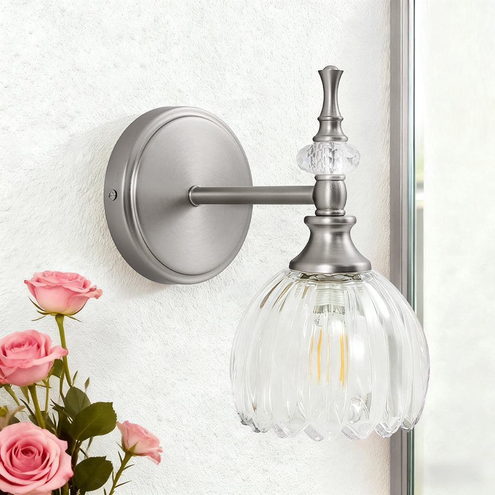 Contemporary Bathroom Vanity Light Fixtures with Tulip Glass Shade Sconces for Bath,Bedroom, Hallway