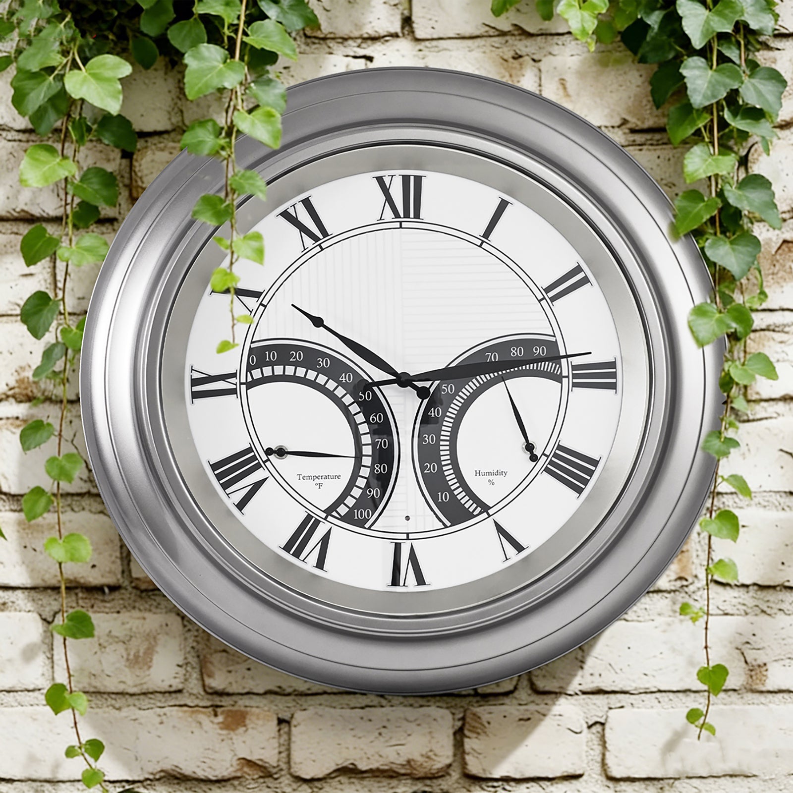 Contemporary 24 Inch Large Outdoor Wall Clock Waterproof Illuminated Clock,Stripe Dial